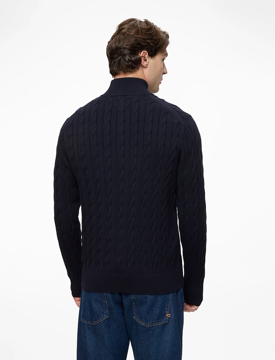 Tommy Hilfiger - CLASSIC COTTON CABLE ZIP MOCK - pullover mit halbem reißverschluss - navy blue - 5
