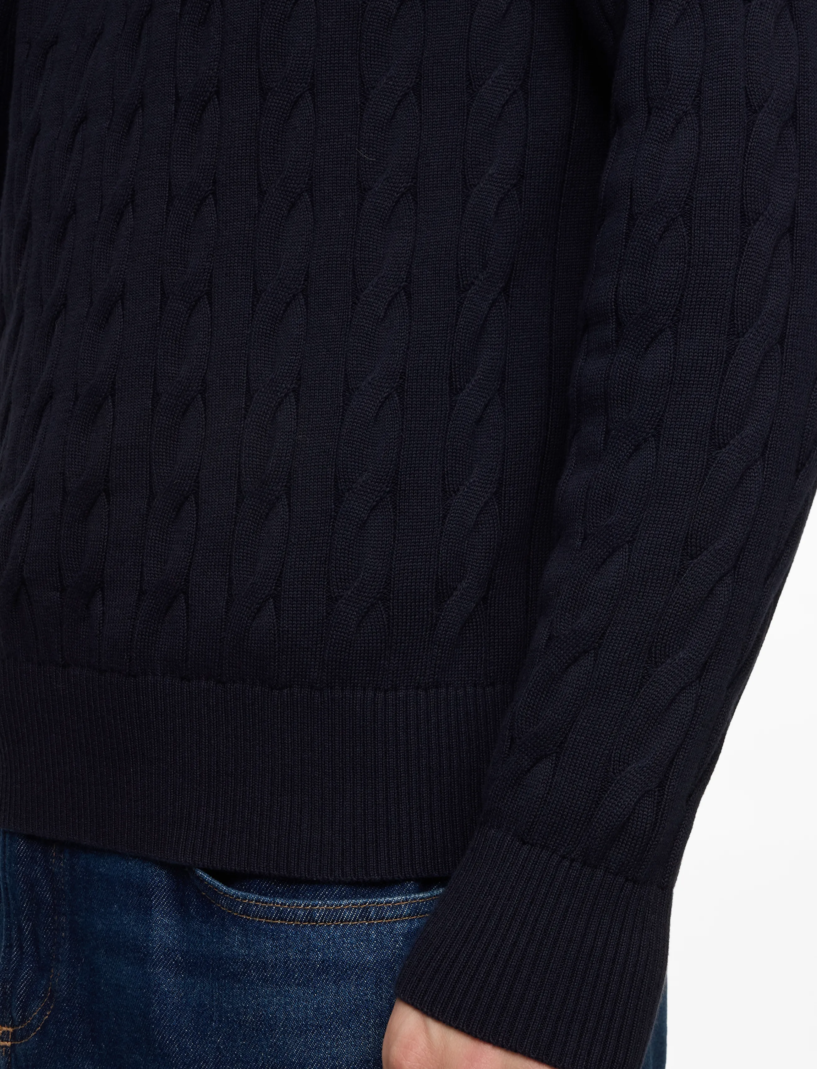 TOMMY HILFIGER Classic Cotton Cable Zip Mock stickade tröjor herr – bild 6