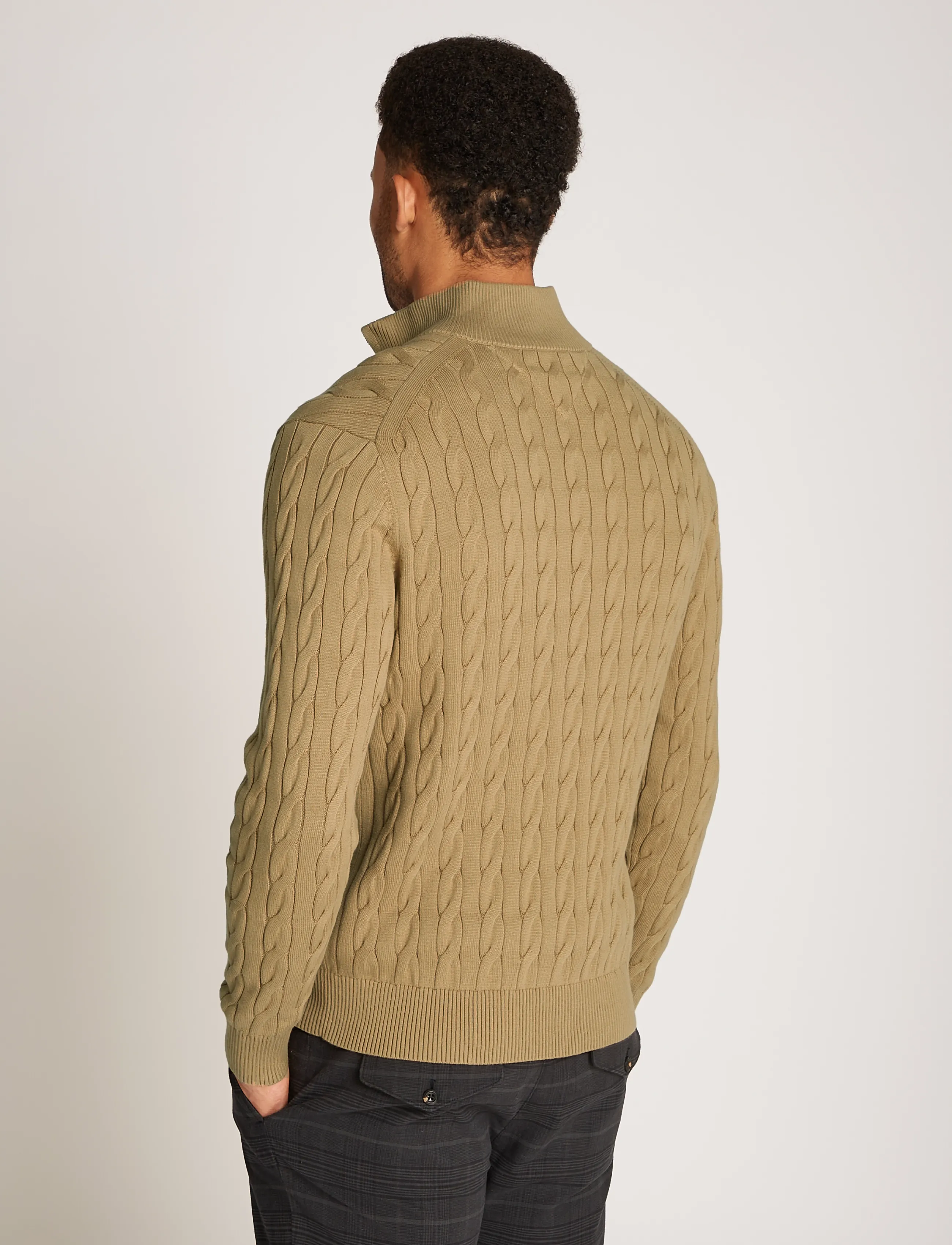 Tommy Hilfiger - CLASSIC COTTON CABLE ZIP MOCK - half zip-tröjor - safari canvas - 2