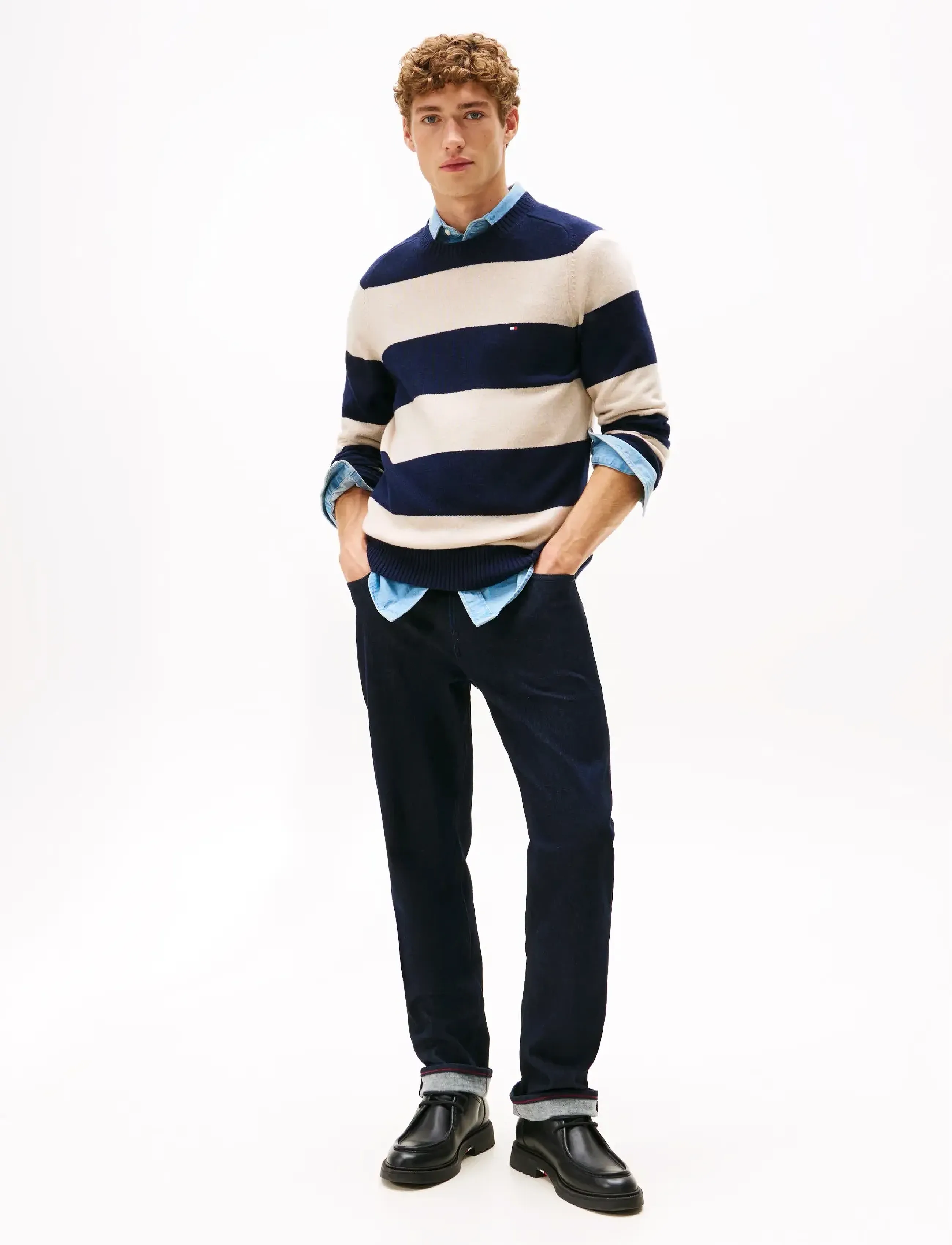 Tommy Hilfiger - LAMBSWOOL CREW NECK - gebreide truien - desert sky newsprint htr - 3