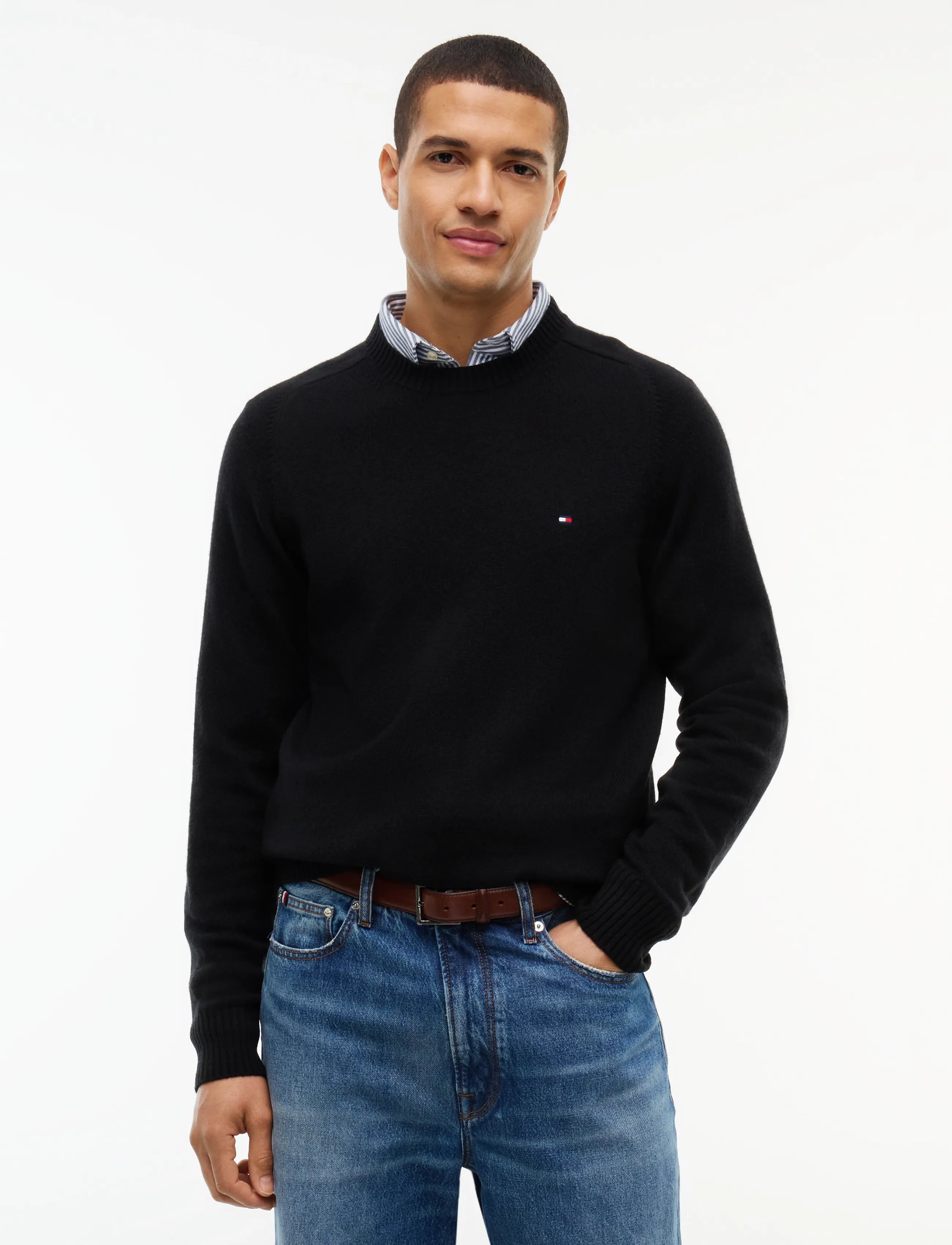 Tommy Hilfiger LAMBSWOOL CREW NECK - Kleidung - BLACK / black
