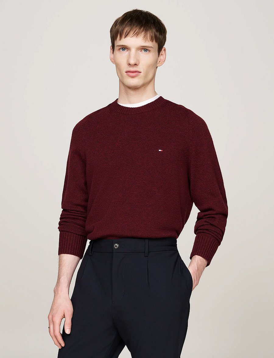 Tommy Hilfiger - LAMBSWOOL CREW NECK - Ümara kaelusega - burgundy heather - 0