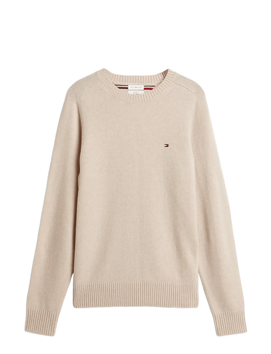 Tommy Hilfiger - LAMBSWOOL CREW NECK - Ümara kaelusega - heathered oatmilk - 0