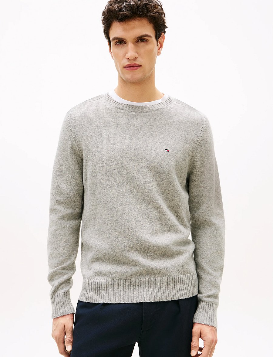 Tommy Hilfiger - LAMBSWOOL CREW NECK - Ümara kaelusega - light grey heather - 0