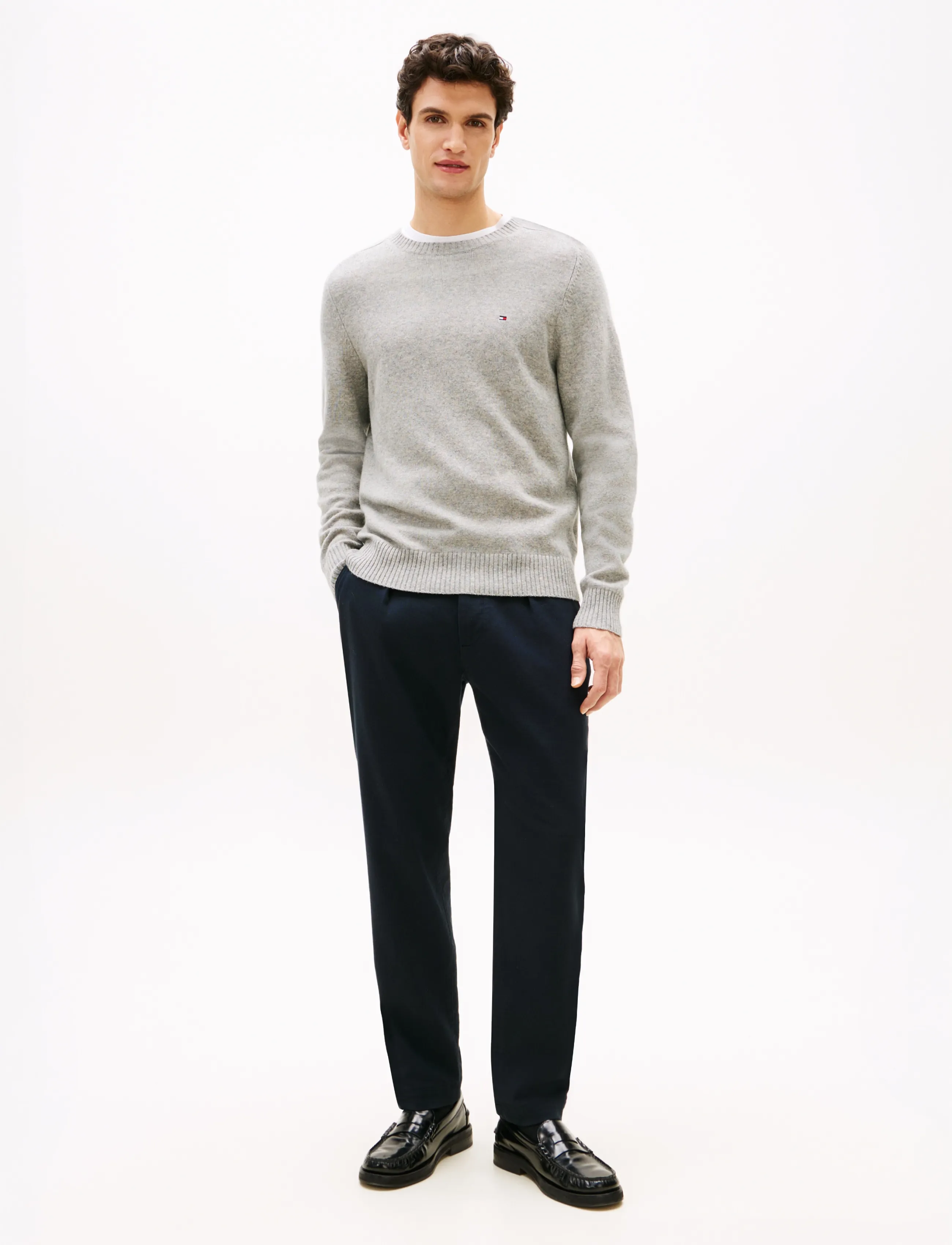Tommy Hilfiger - LAMBSWOOL CREW NECK - stickade basplagg - light grey heather - 3