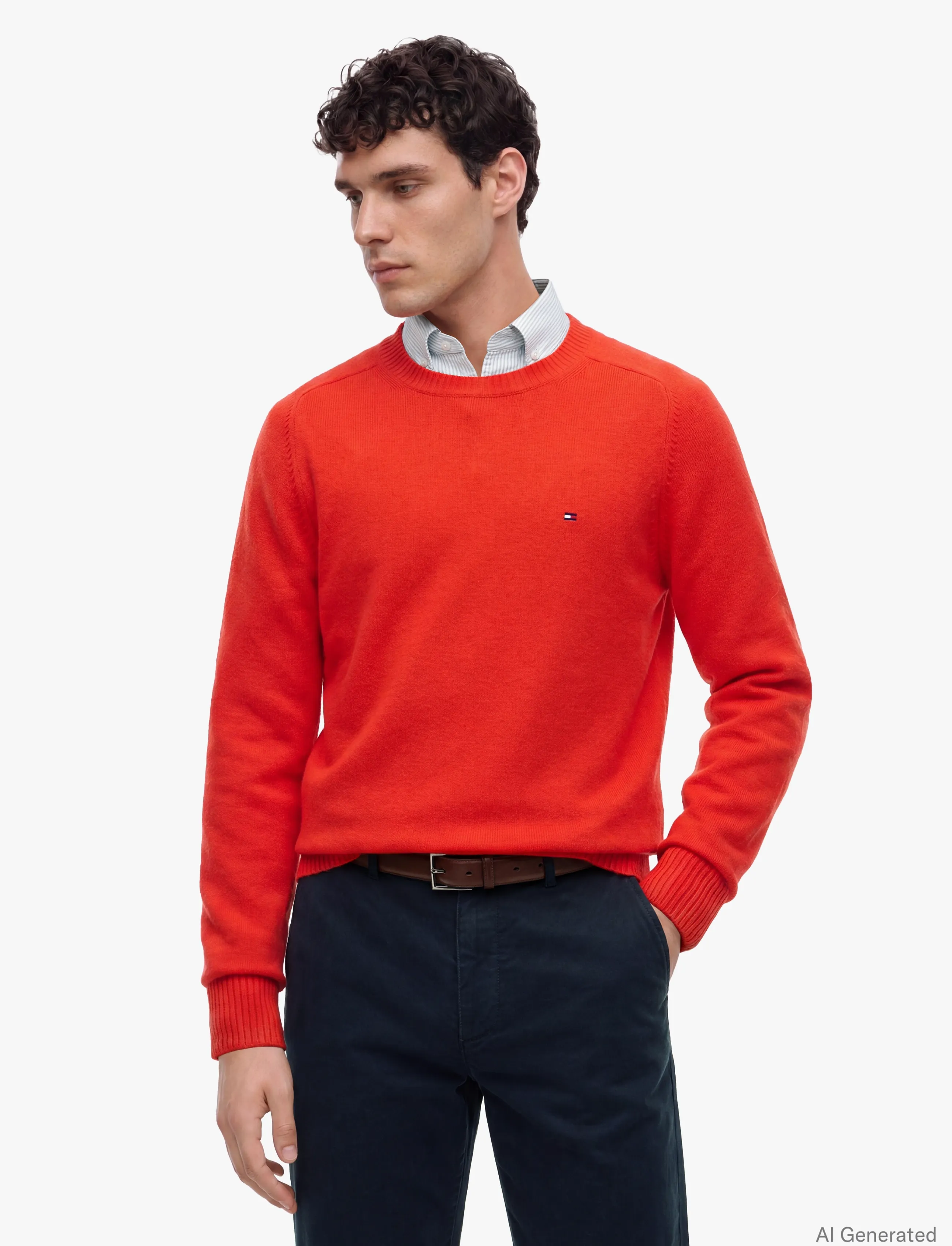 Tommy Hilfiger LAMBSWOOL CREW NECK - Tommy Hilfiger - MEDIUM RED / red