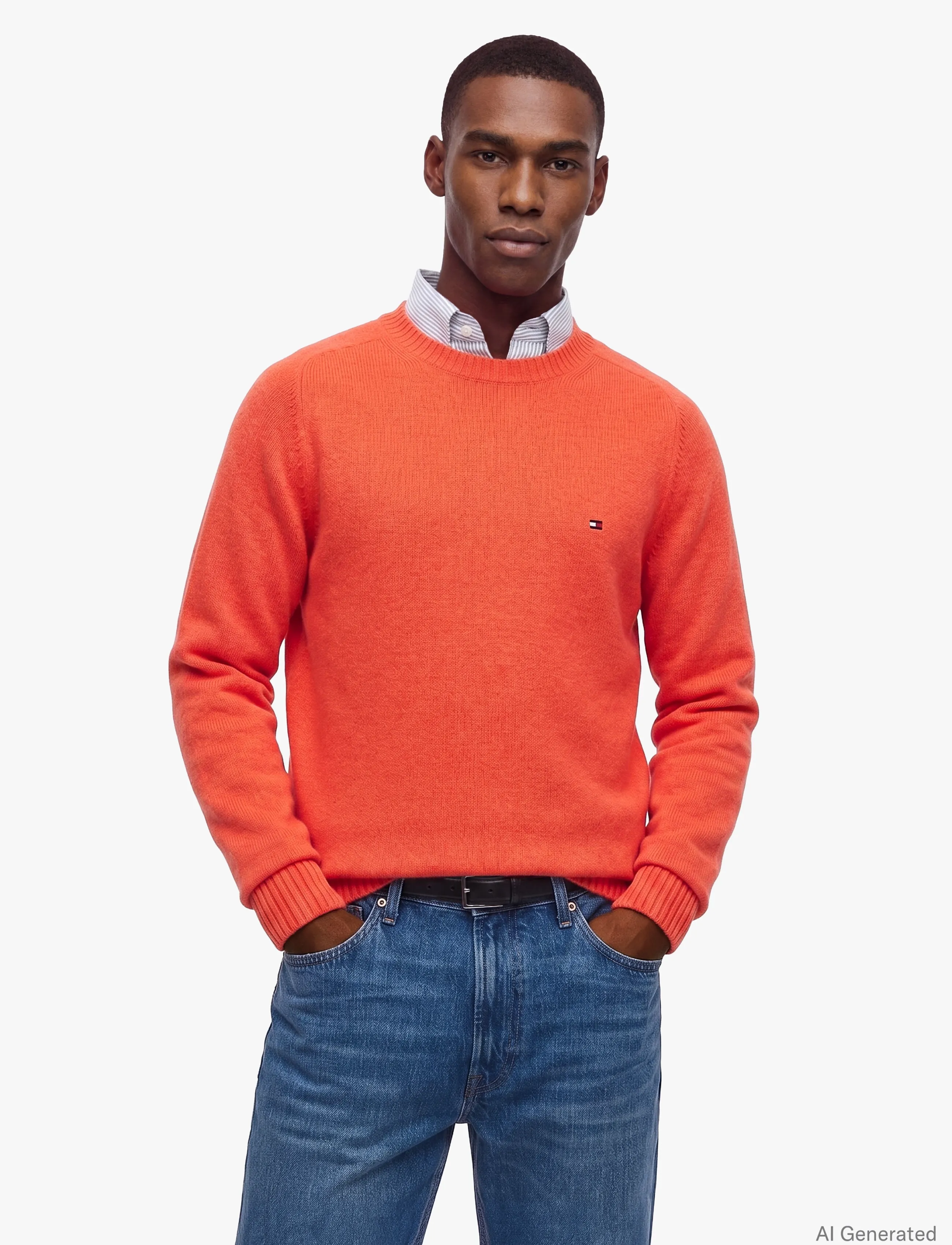 Tommy Hilfiger LAMBSWOOL CREW NECK - Tommy Hilfiger - RADIANT ORANGE HEATHER / orange