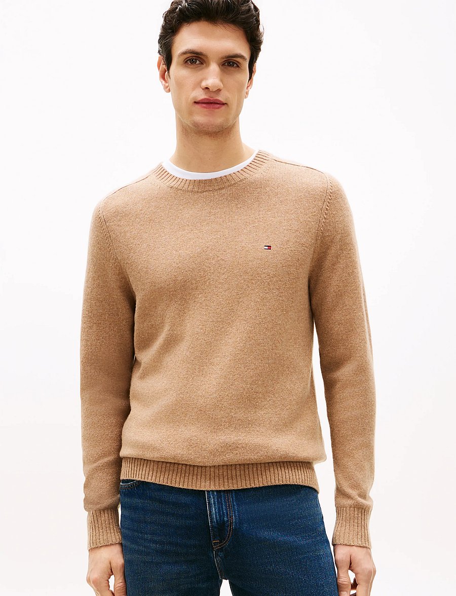 Tommy Hilfiger - LAMBSWOOL CREW NECK - Ümara kaelusega - safari canvas heather - 0