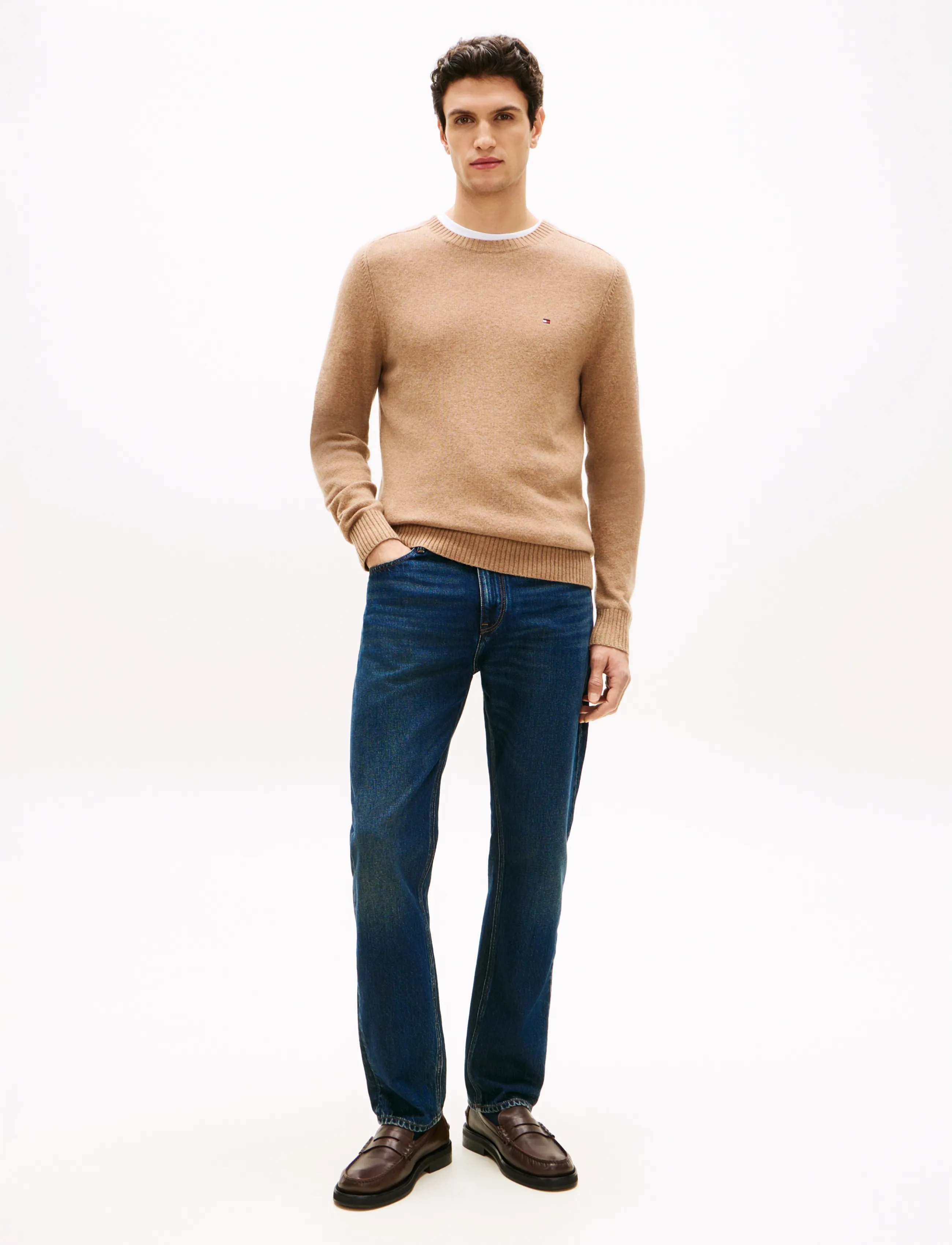 Tommy Hilfiger - LAMBSWOOL CREW NECK - stickade basplagg - safari canvas heather - 3