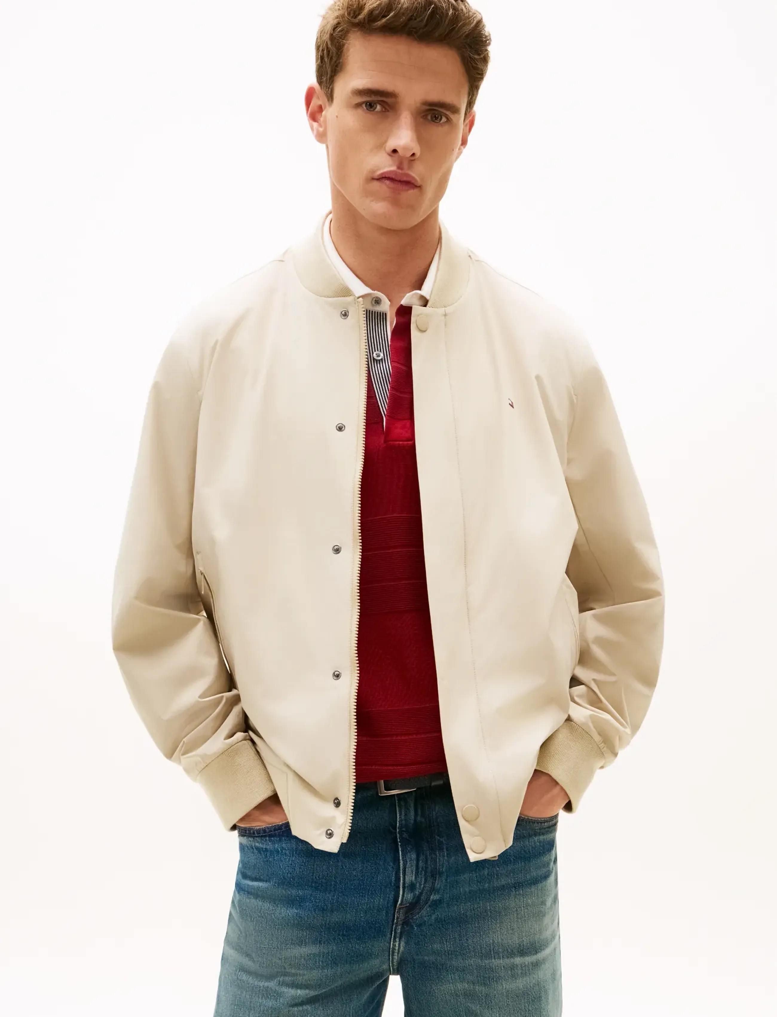 Tommy Hilfiger Tech Lightweight Bomber, S, Jackets, Beige - Bomber Männerswear
