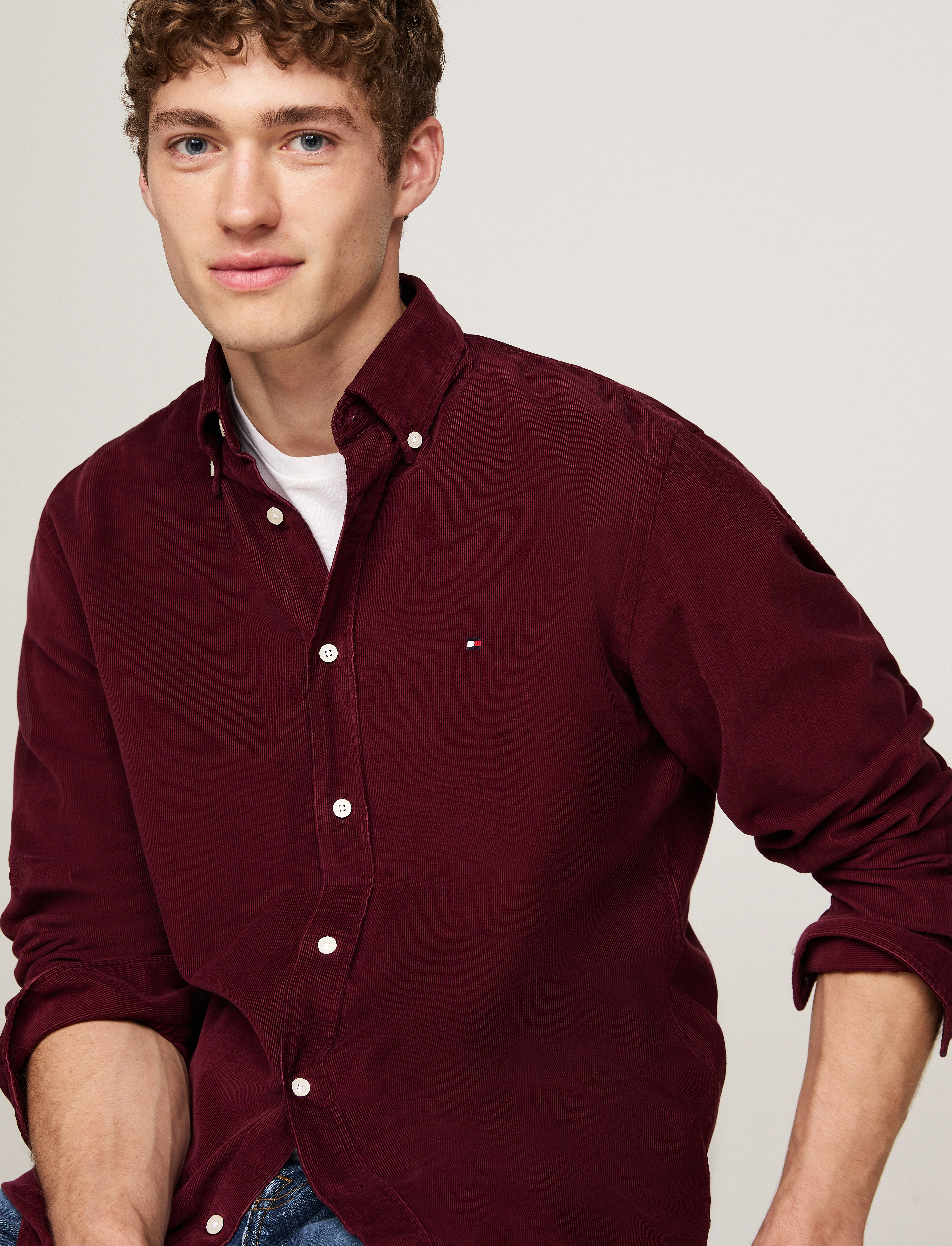 Tommy Hilfiger - SOLID CORDUROY RF SHIRT - deep rouge - 3