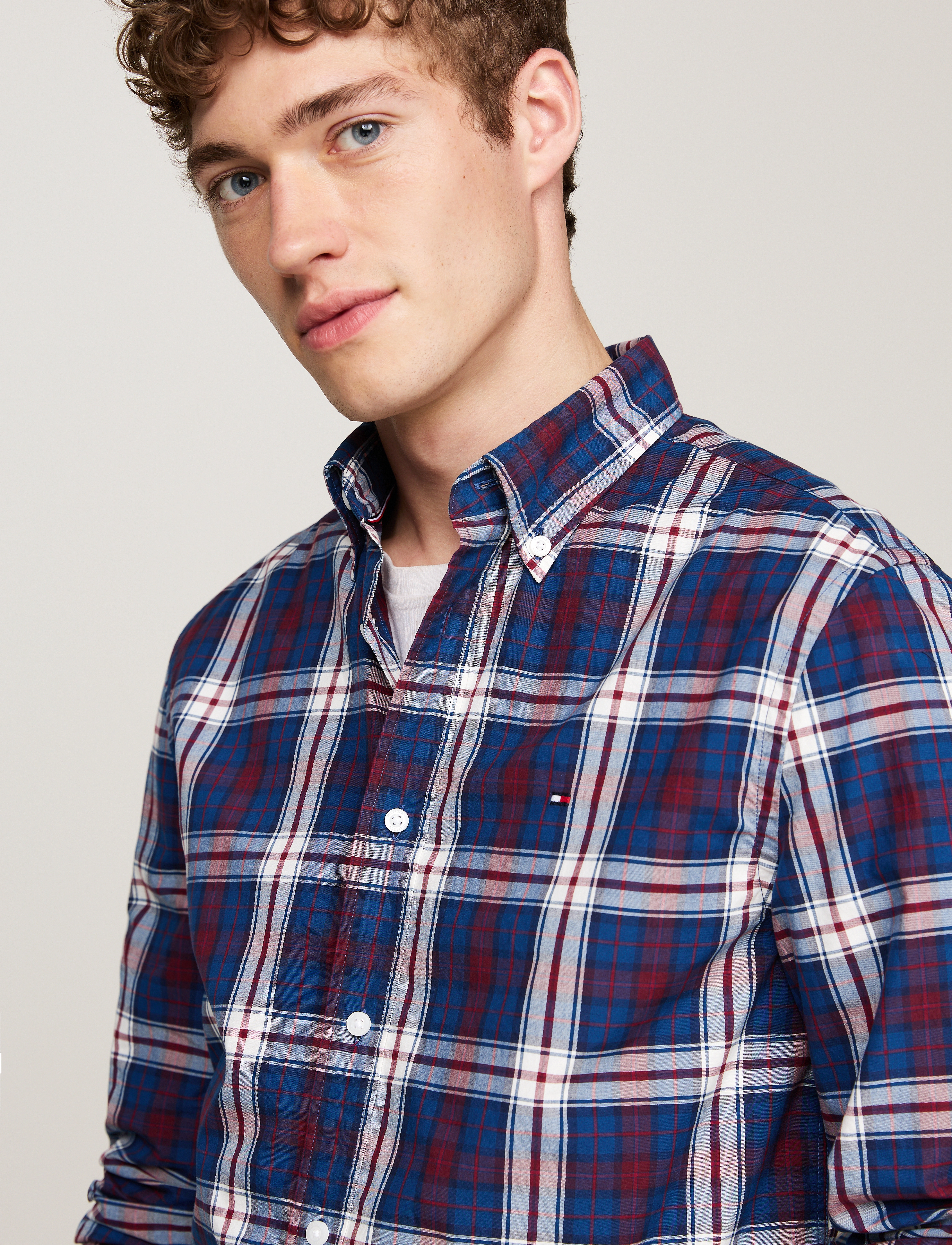 Tommy Hilfiger - FLEX POPLIN TOMMY TARTAN RF SHRT - deep indigo / rouge check - 3
