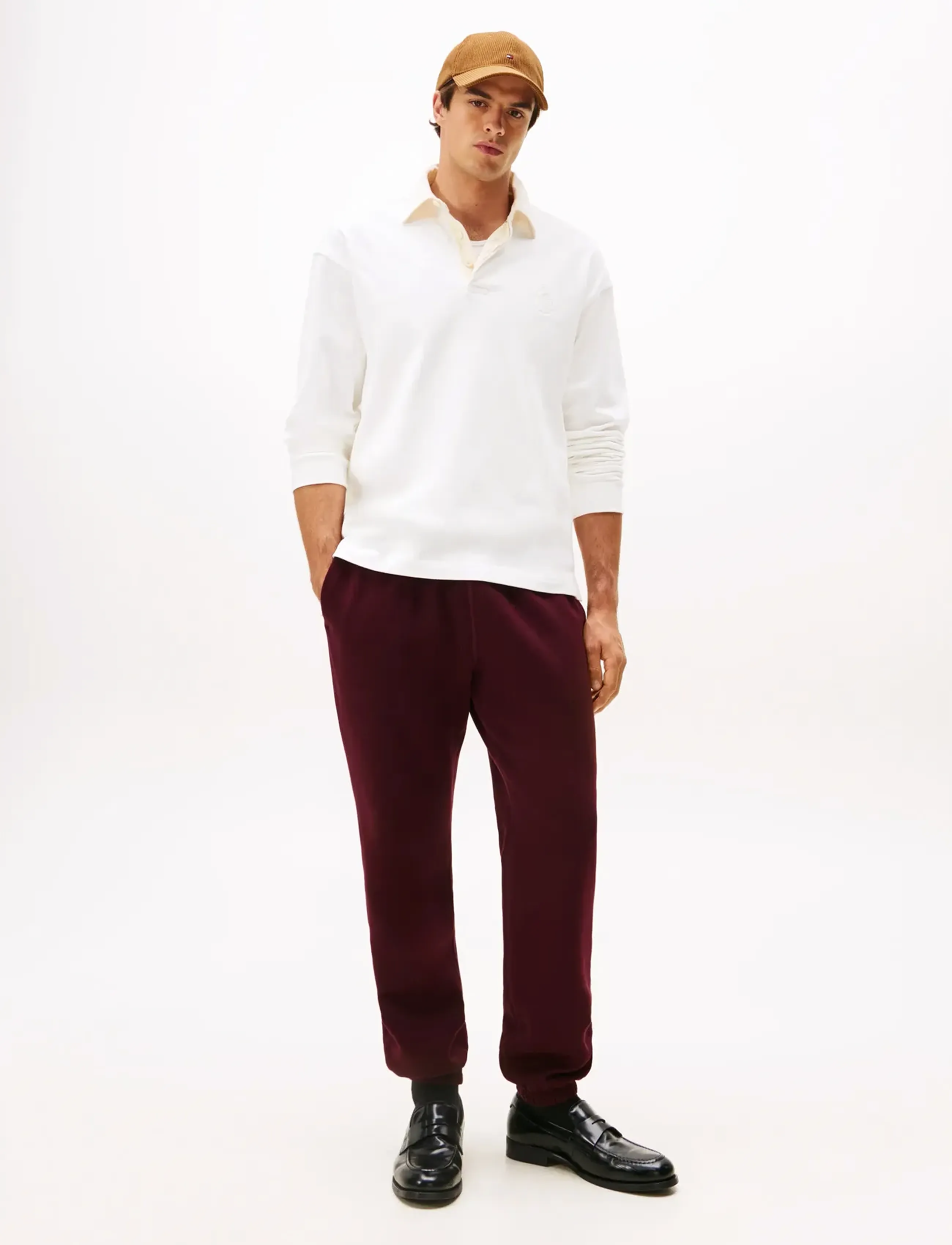 Tommy Hilfiger Essential Fleece Sweatpant, S, Unterteile, Burgunderrot - Sweatpants, Männerswear