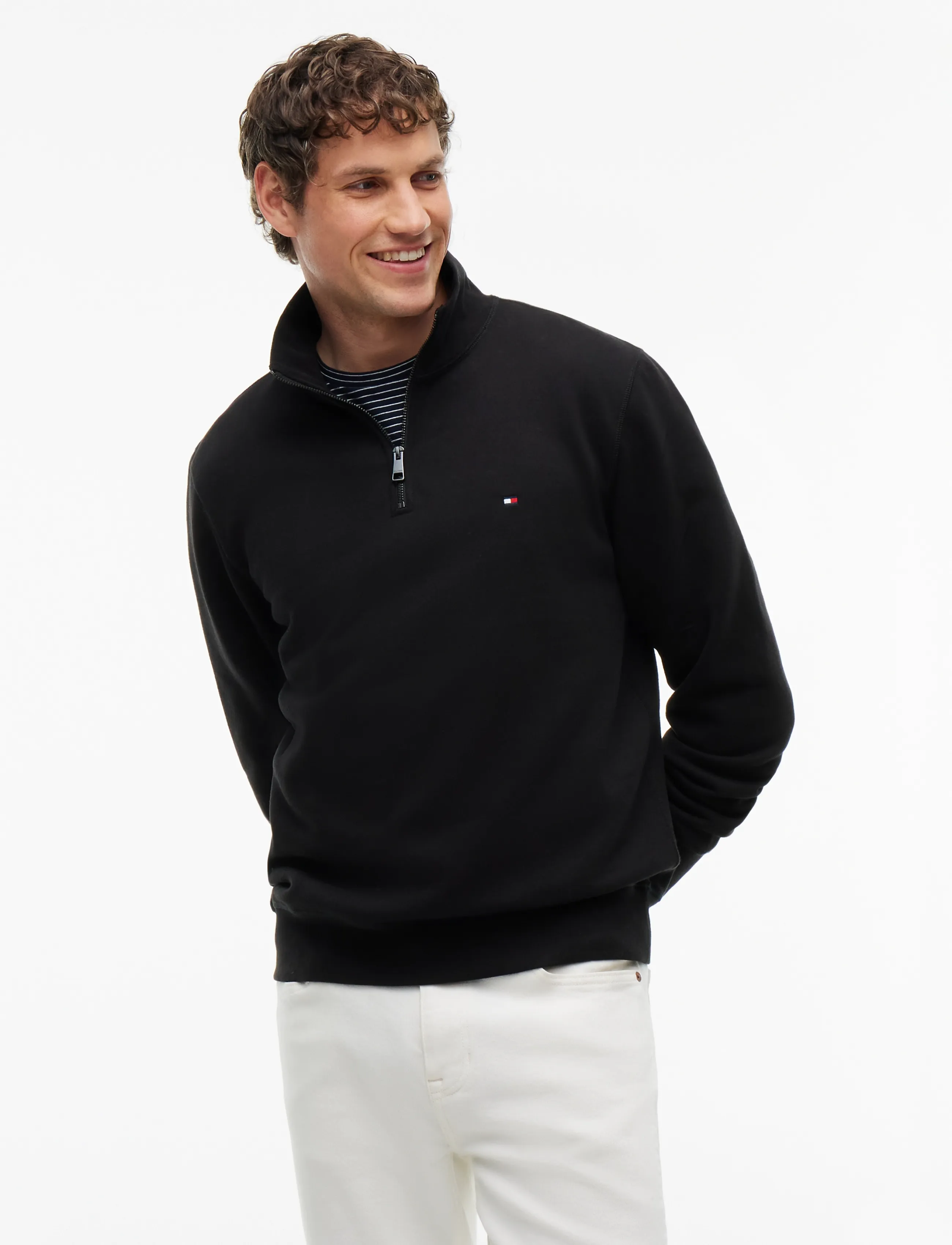 Tommy Hilfiger ESSENTIAL FLEECE 1/4 ZIP - Tommy Hilfiger - BLACK / black