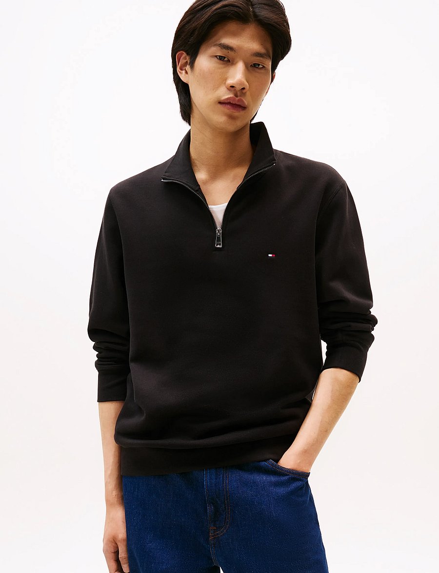 Tommy Hilfiger - ESSENTIAL FLEECE 1/4 ZIP - pullover mit halbem reißverschluss - black - 0