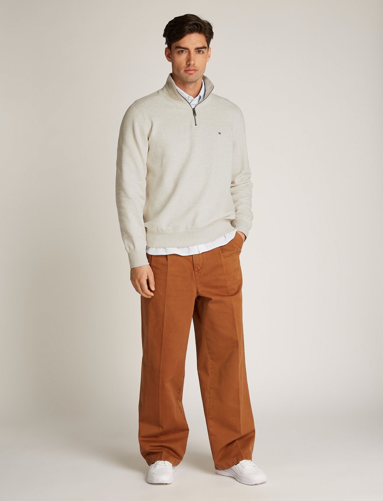 Tommy Hilfiger - ESSENTIAL FLEECE 1/4 ZIP - shop by occasion - heathered oatmilk - 0