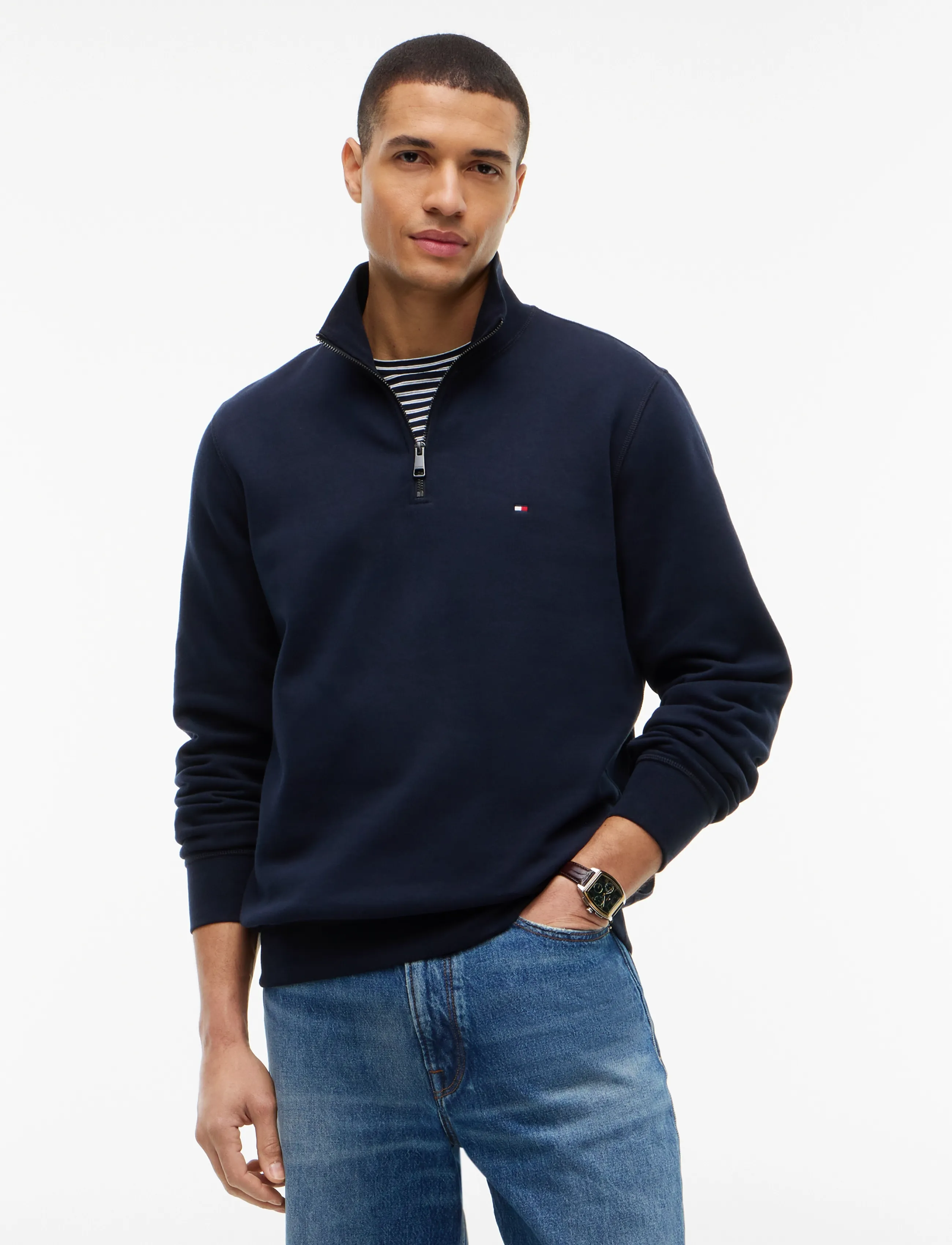 Tommy Hilfiger ESSENTIAL FLEECE 1/4 ZIP - Nach Anlass kaufen - NAVY BLUE / navy