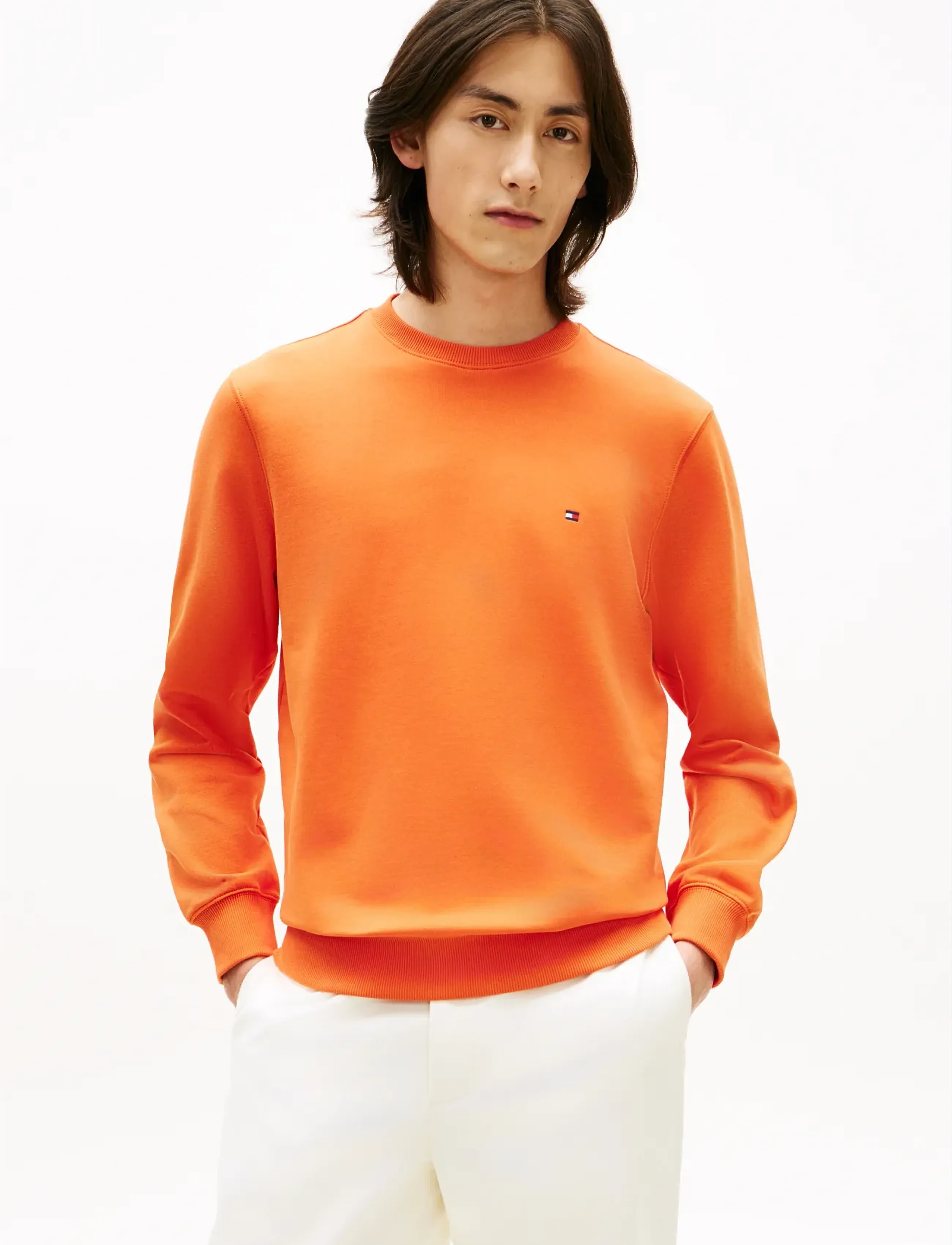 Tommy Hilfiger ESSENTIAL TERRY CREWNECK - Tommy Hilfiger - BRILLIANT ORANGE / orange