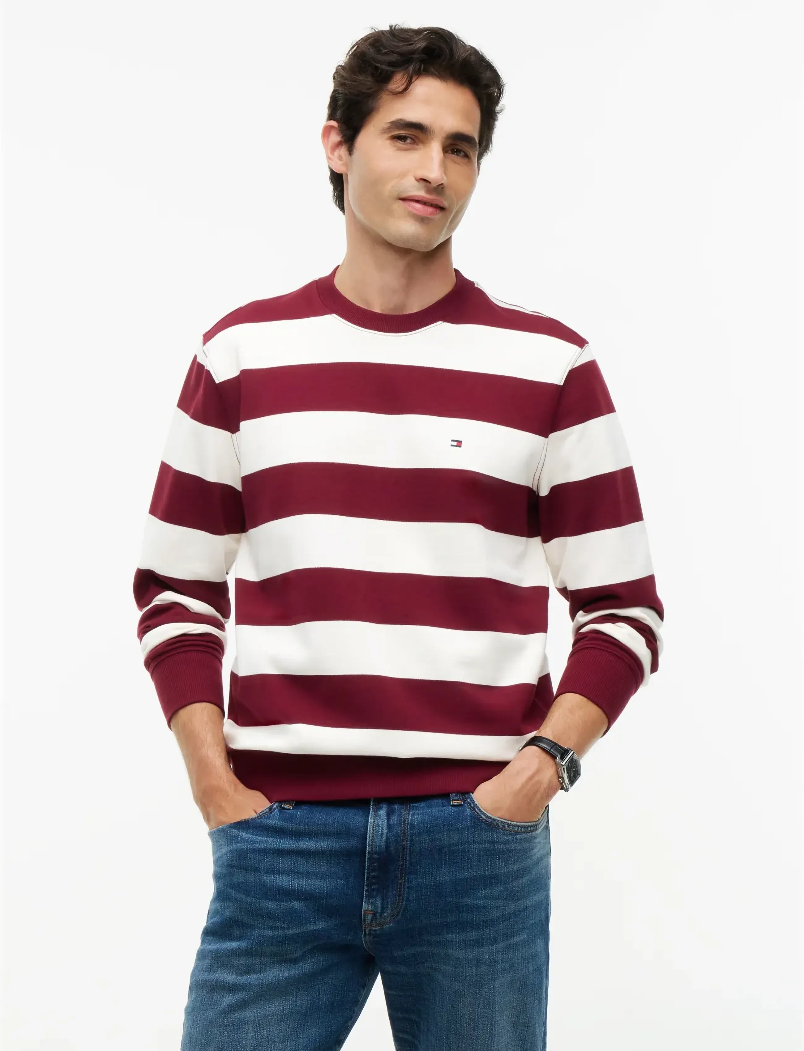 Tommy Hilfiger ESSENTIAL TERRY CREWNECK - Sweatshirts - BURGUNDY  IVORY PETAL / red