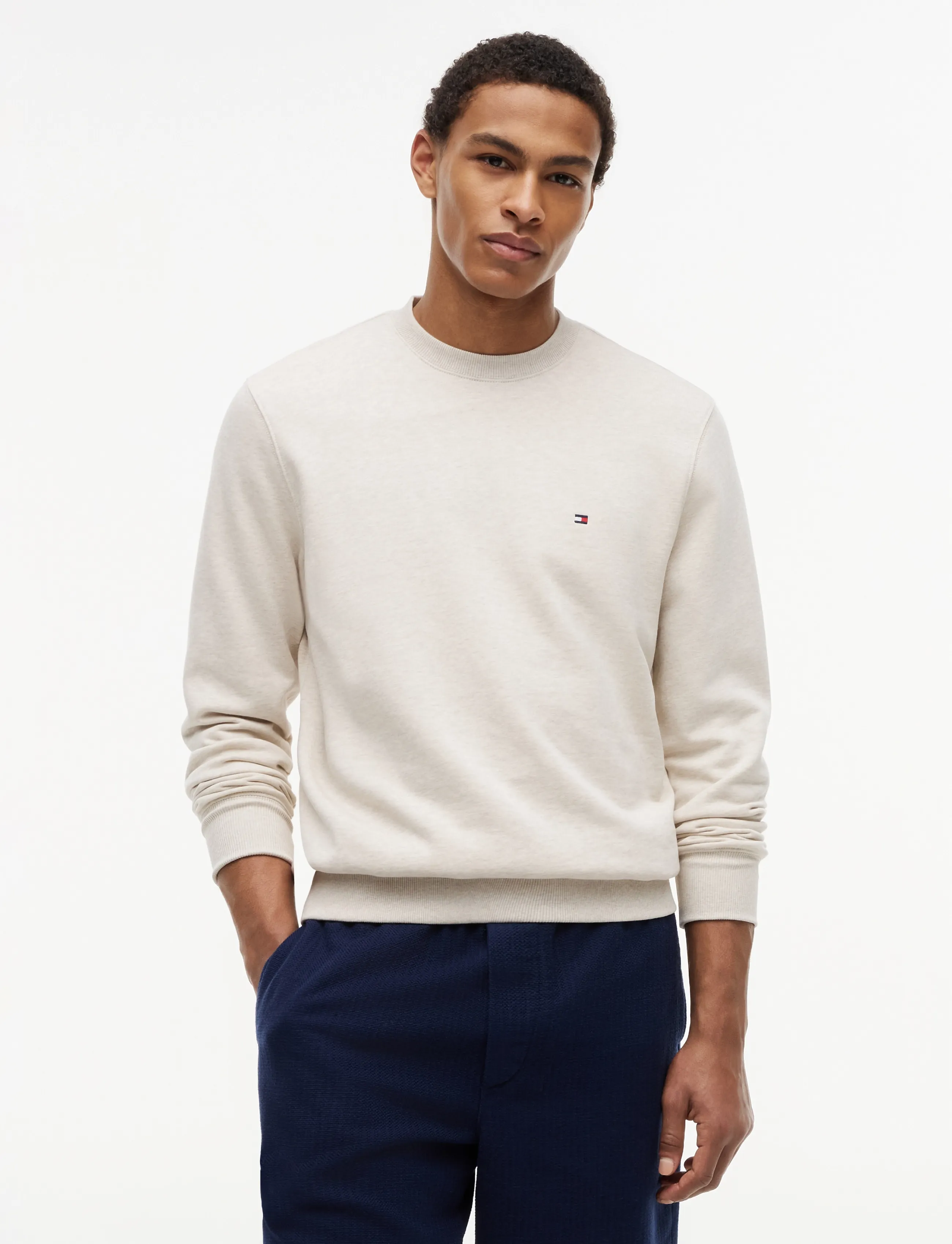 Tommy Hilfiger ESSENTIAL TERRY CREWNECK - Urlaubsfavoriten - HEATHERED OATMILK / cream