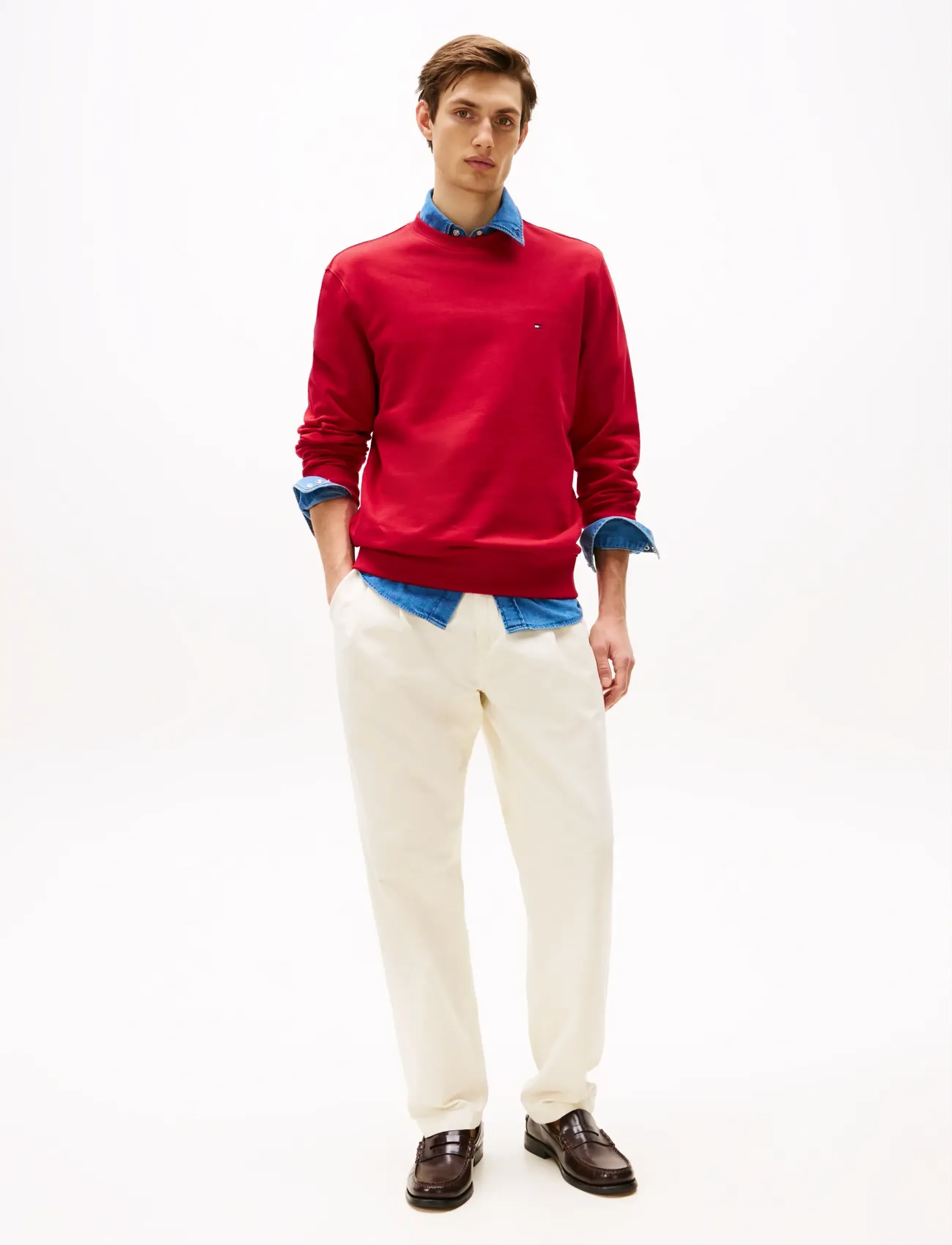 Tommy Hilfiger - ESSENTIAL TERRY CREWNECK - feriefavoritter - medium red - 4