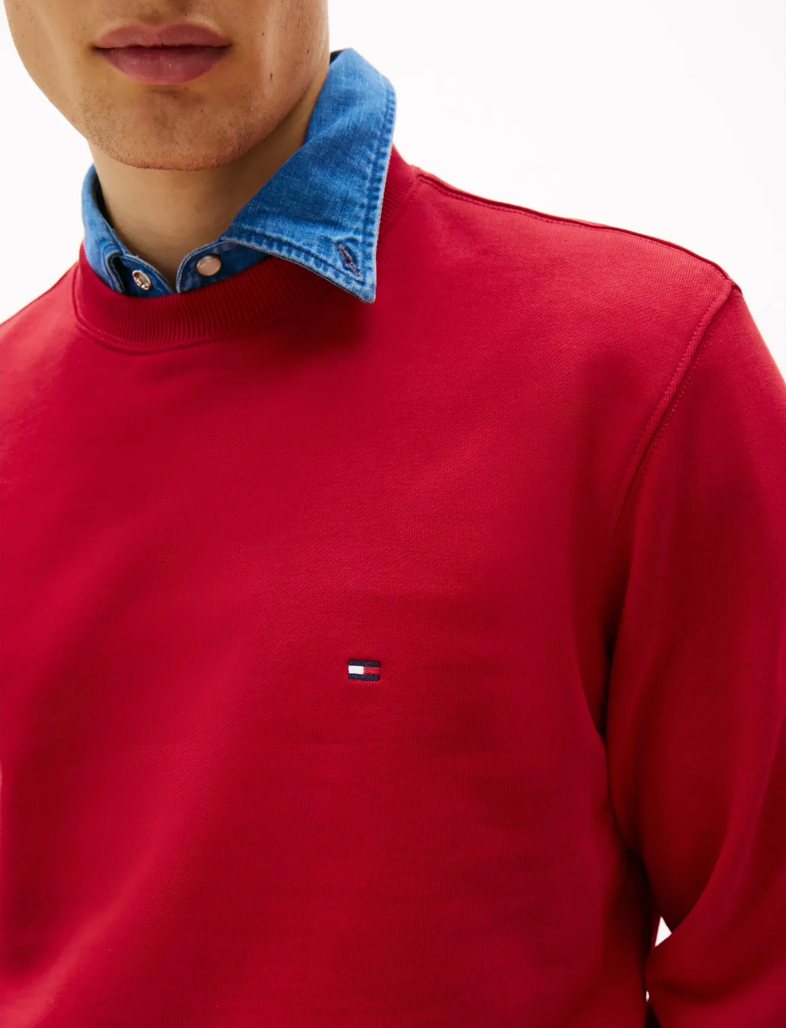 Tommy Hilfiger - ESSENTIAL TERRY CREWNECK - feriefavoritter - medium red - 5