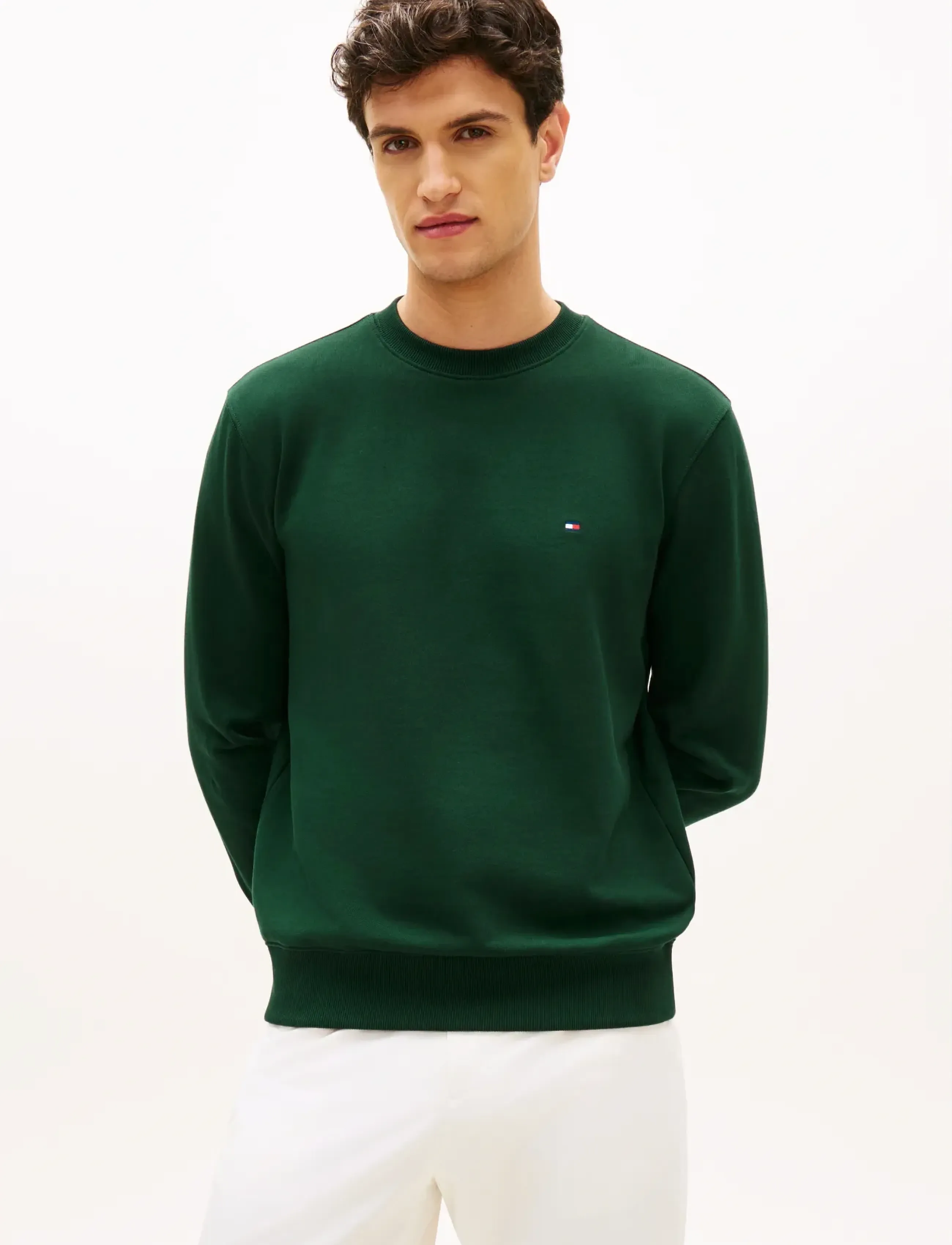 Tommy Hilfiger ESSENTIAL TERRY CREWNECK - Tommy Hilfiger - NOCTURNAL GREEN / green