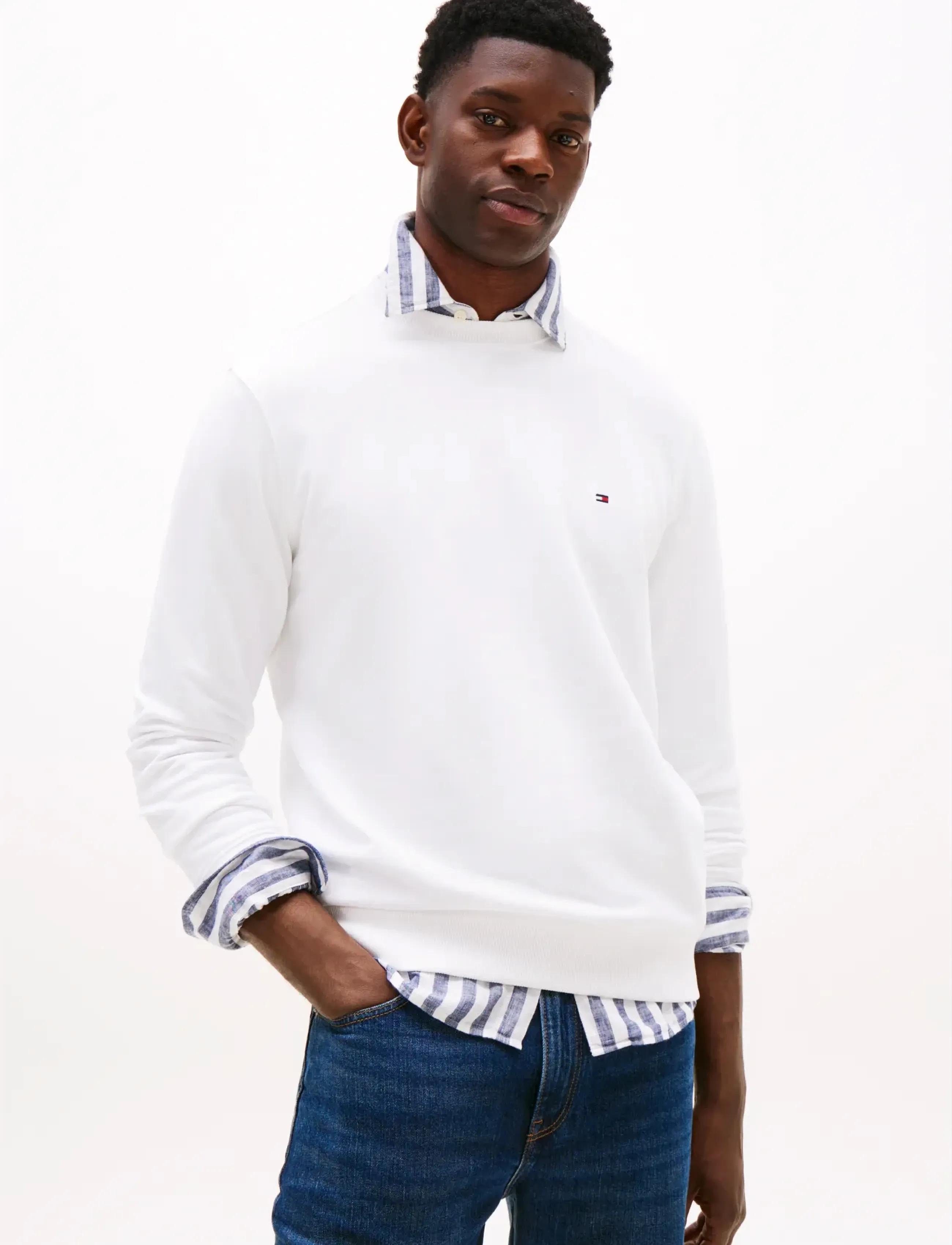 Tommy Hilfiger ESSENTIAL TERRY CREWNECK - Tommy Hilfiger - WHITE / white