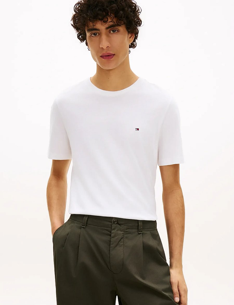 Tommy Hilfiger - ESSENTIAL REG FIT SOLID TEE - short-sleeved t-shirts - white - 0
