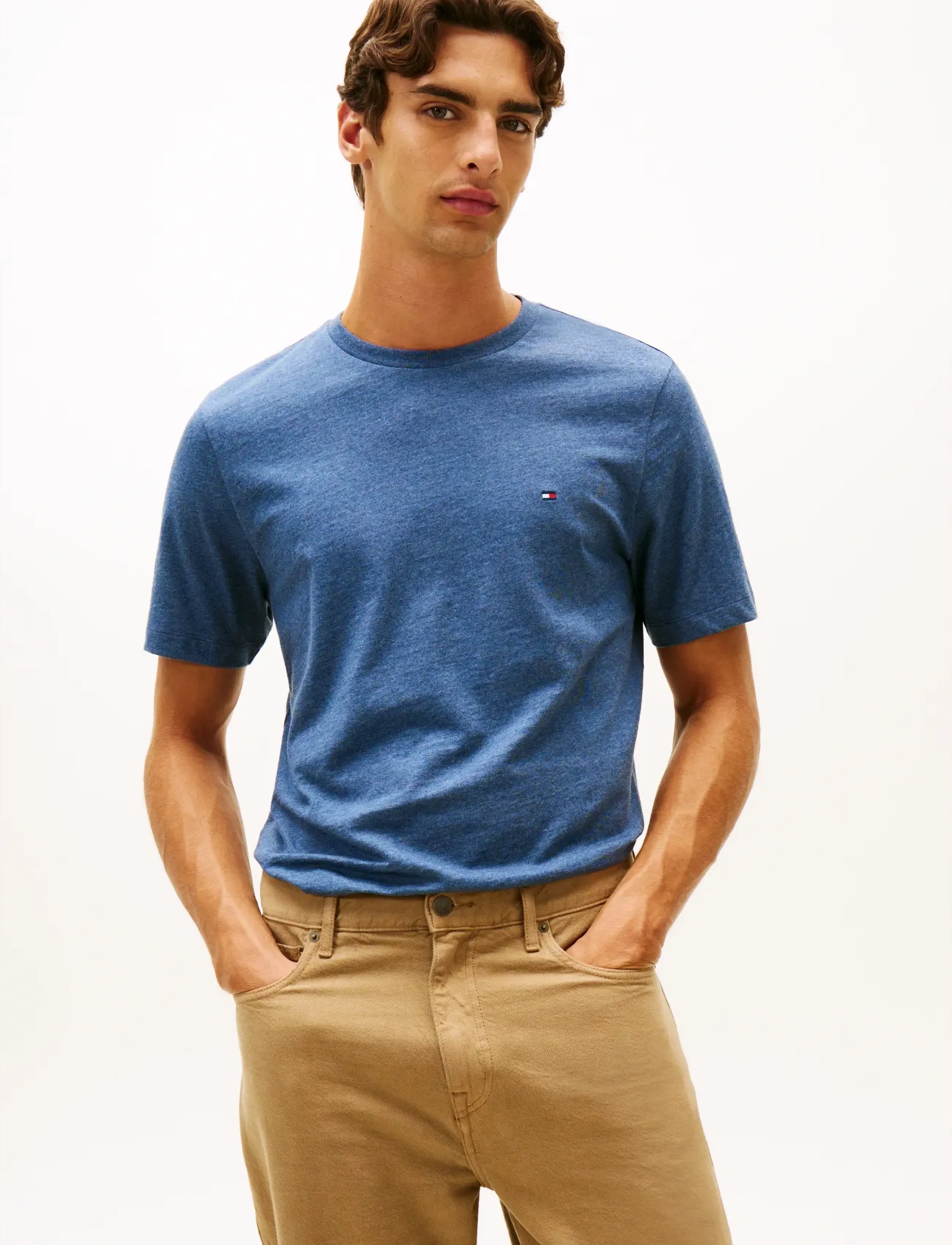 Tommy Hilfiger ESSENTIAL REG FIT HEATHER TEE - Tommy Hilfiger - AEGEAN SEA HEATHER / blue