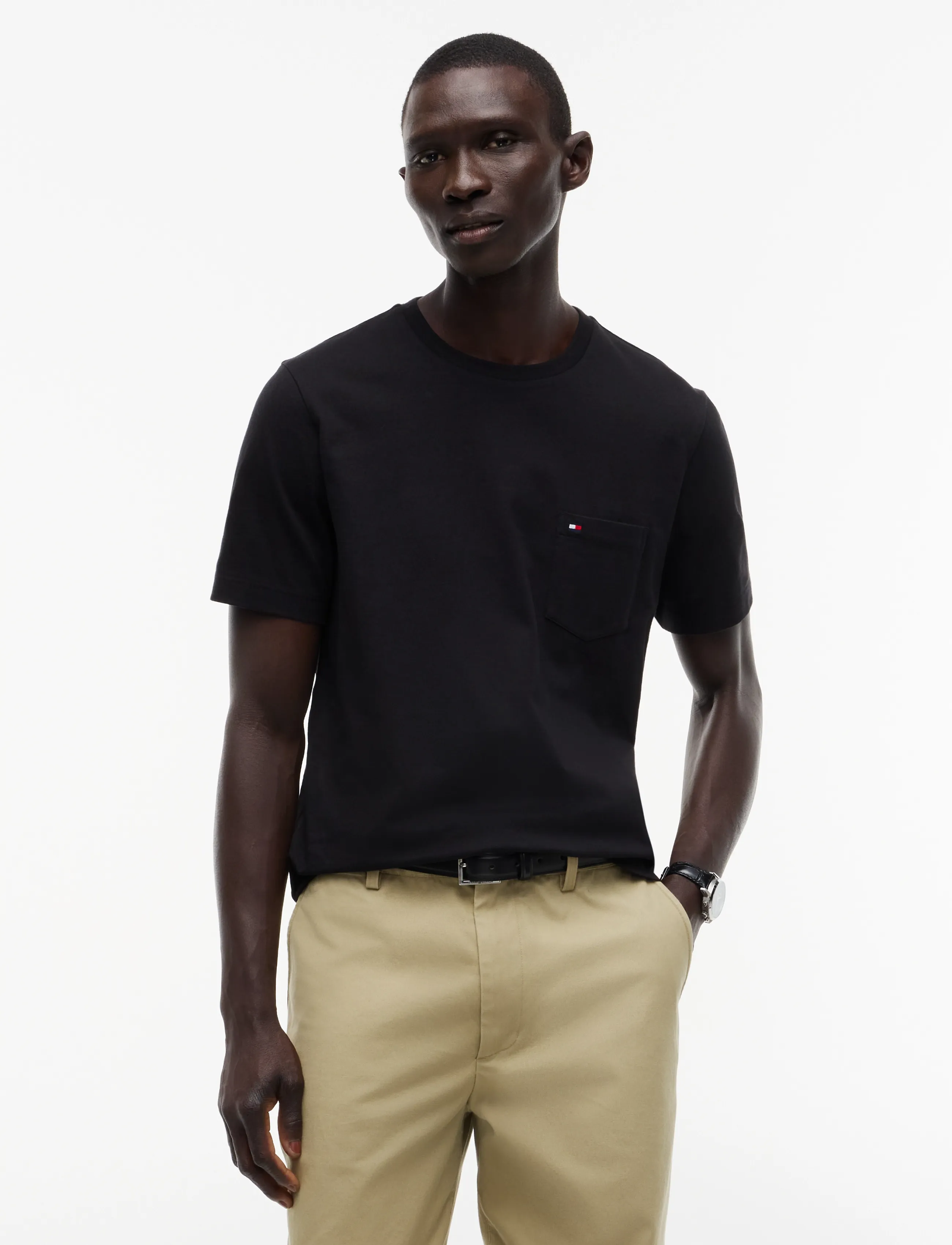 Tommy Hilfiger ESSENTIAL SOLID POCKET TEE - T-särgid - BLACK / black