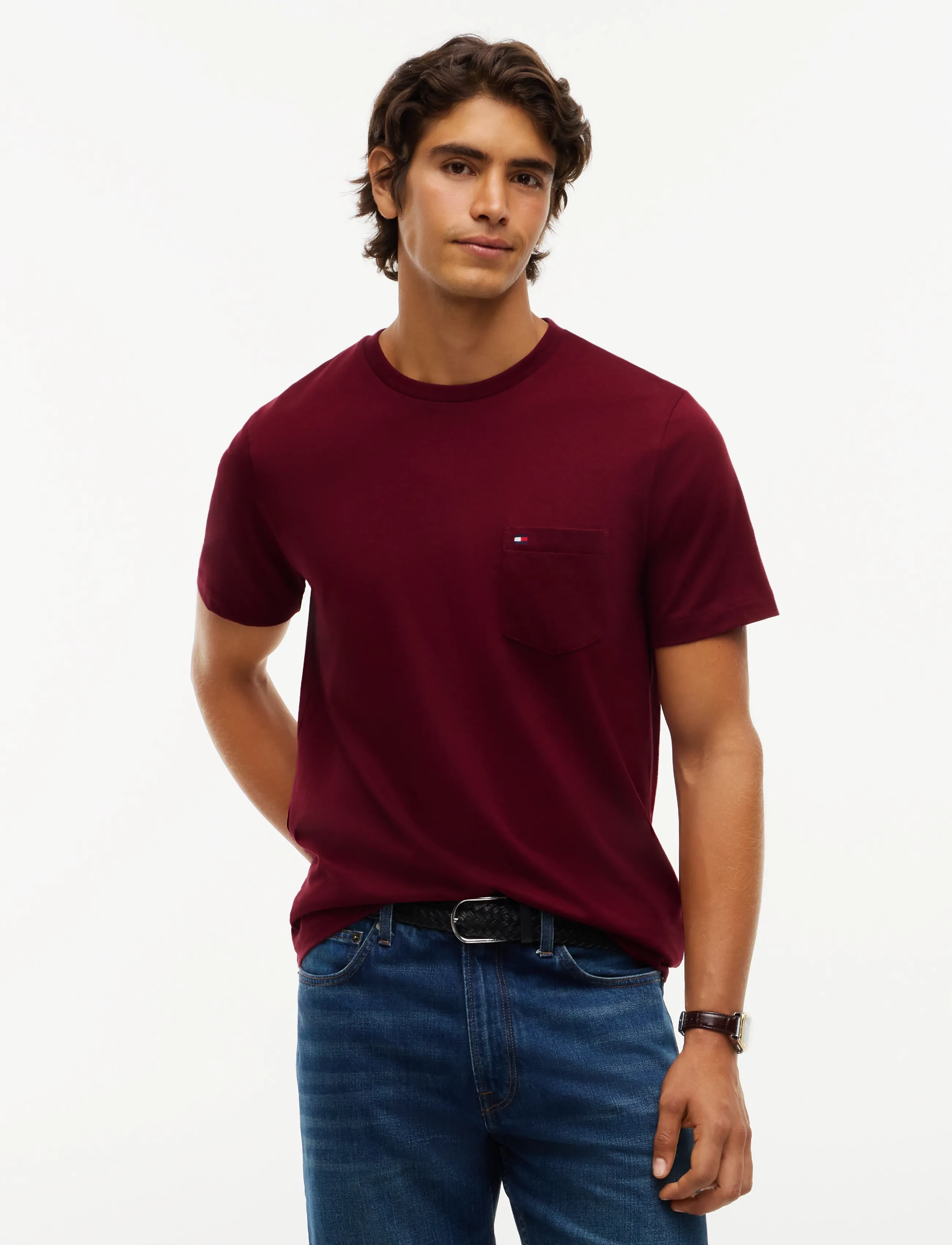 Tommy Hilfiger ESSENTIAL SOLID POCKET T-SHIRT - T-särgid - BURGUNDY / burgundy