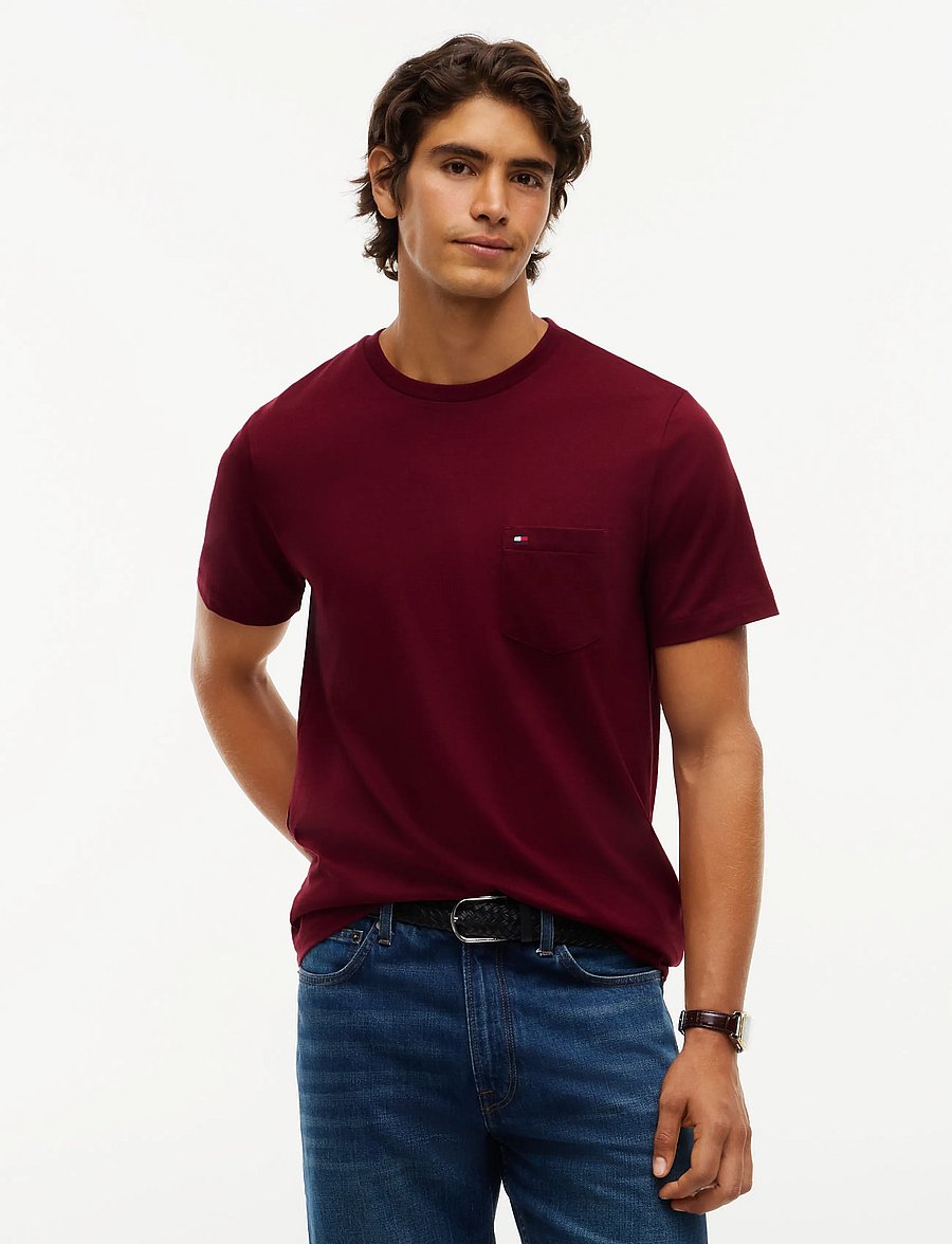 Tommy Hilfiger - ESSENTIAL SOLID POCKET T-SHIRT - short-sleeved t-shirts - burgundy - 0