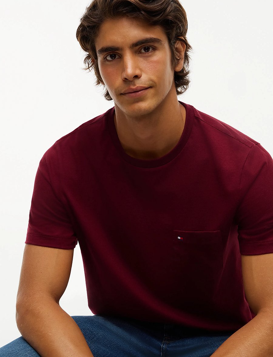 Tommy Hilfiger - ESSENTIAL SOLID POCKET T-SHIRT - short-sleeved t-shirts - burgundy - 3