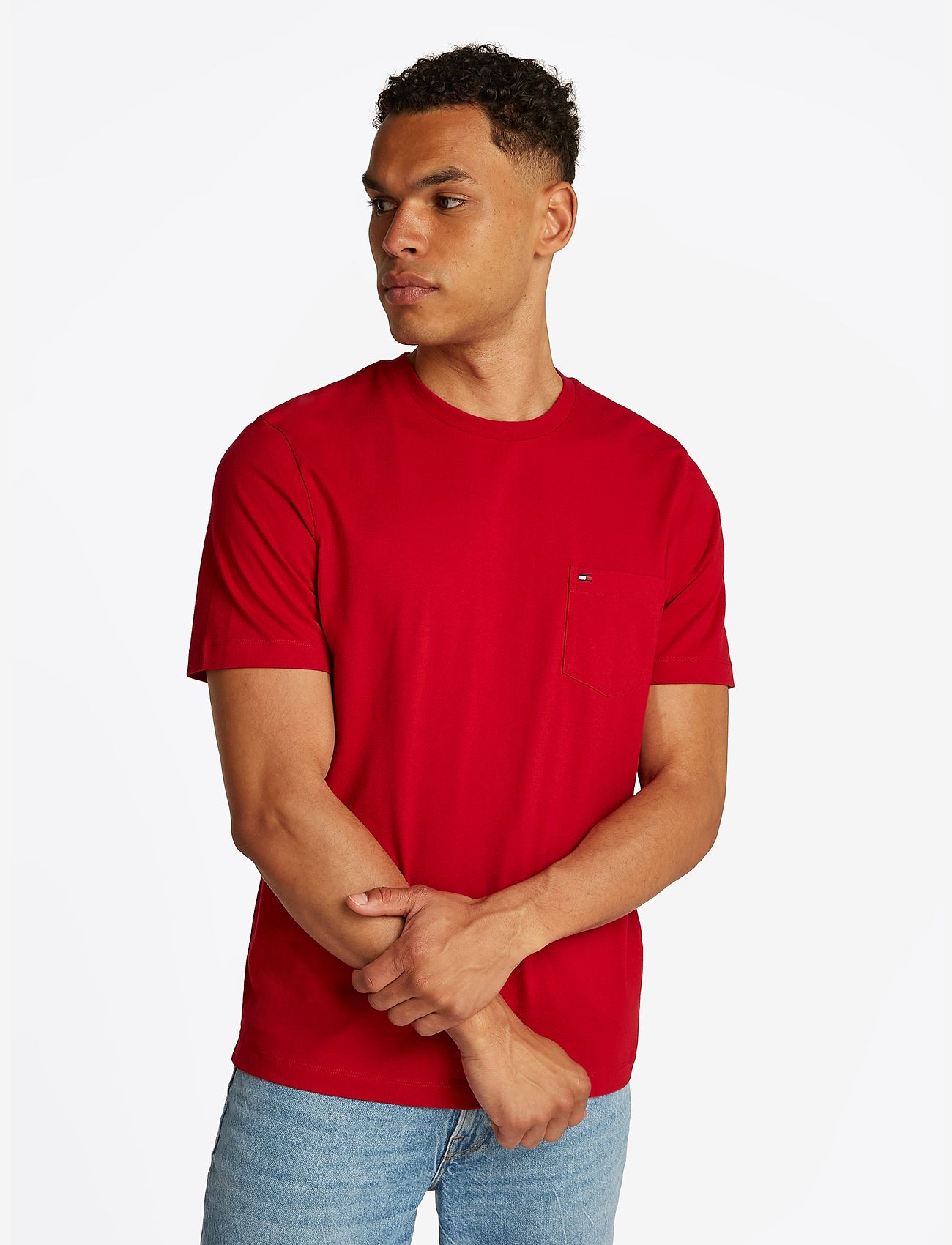 Tommy Hilfiger - ESSENTIAL SOLID POCKET TEE - lühikeste varrukatega t-särgid - medium red - 0