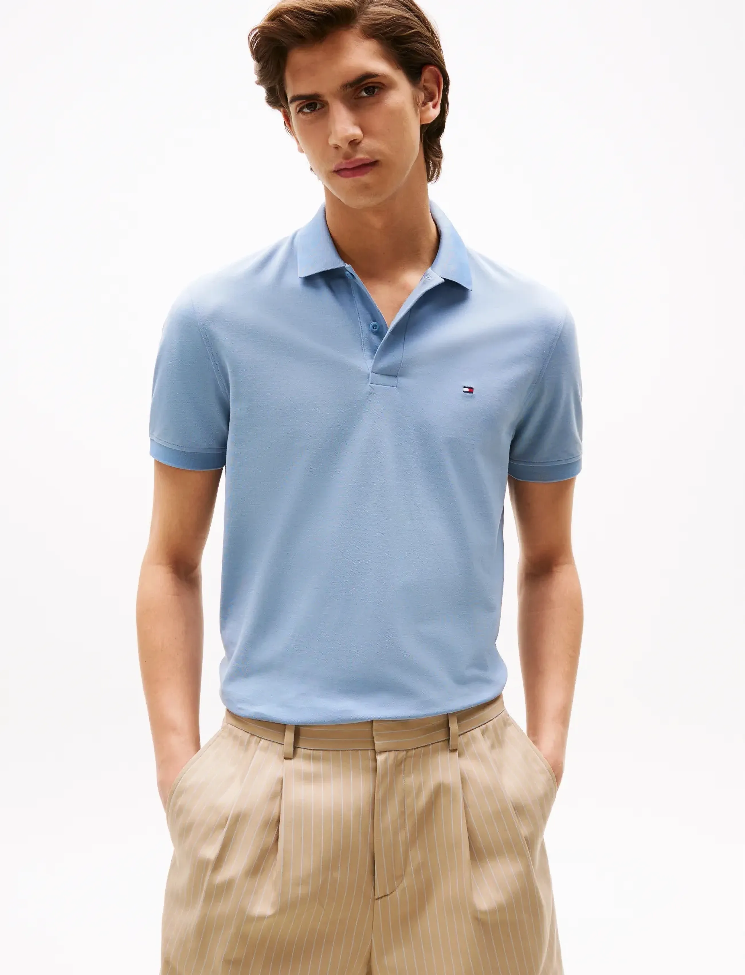 Tommy Hilfiger PERFORMANCE PIQUE REG POLO - Poloer - BRISK BLUE / red