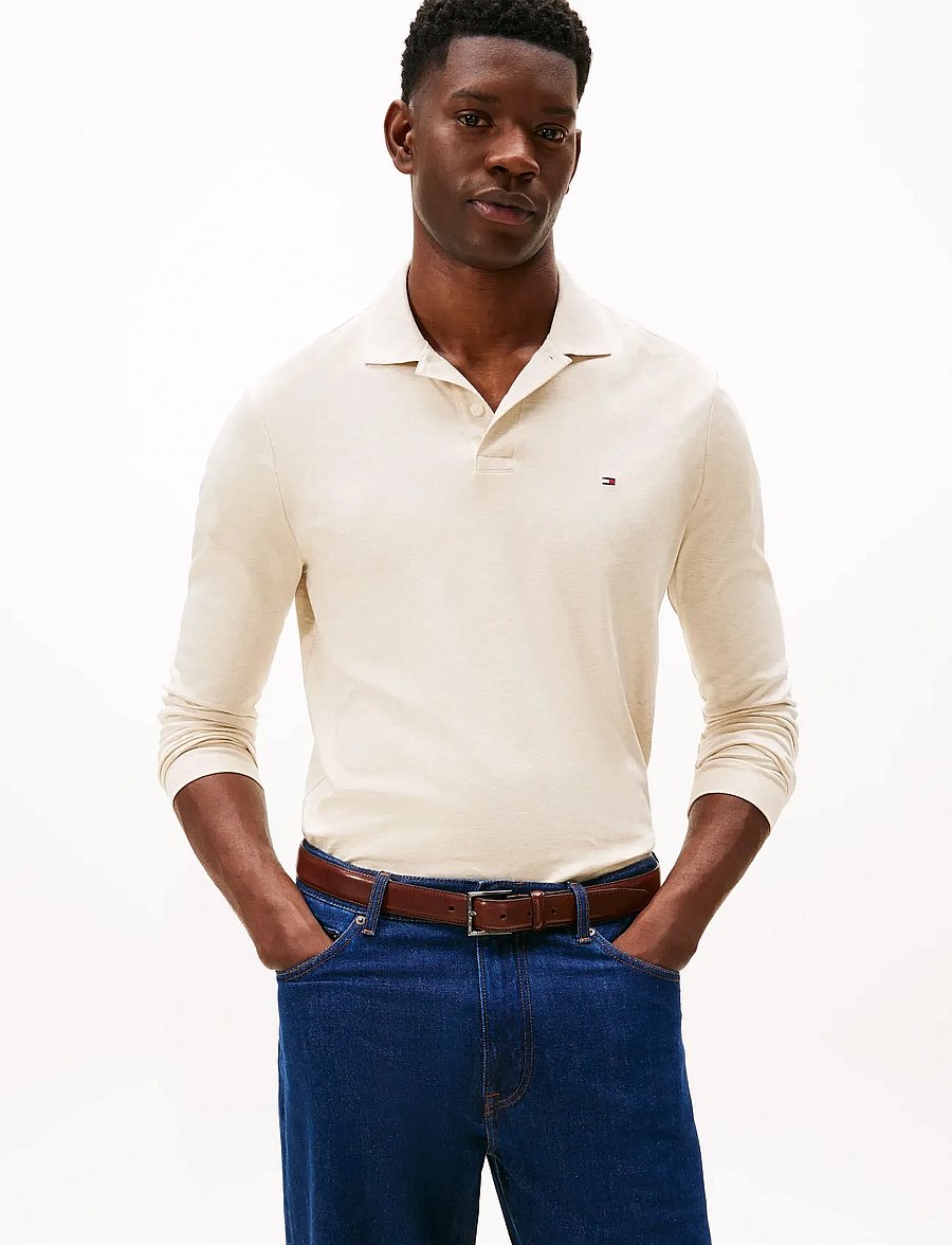 Tommy Hilfiger - L/S LIQUID COTTON REG POLO - langärmelig - heathered oatmilk - 0