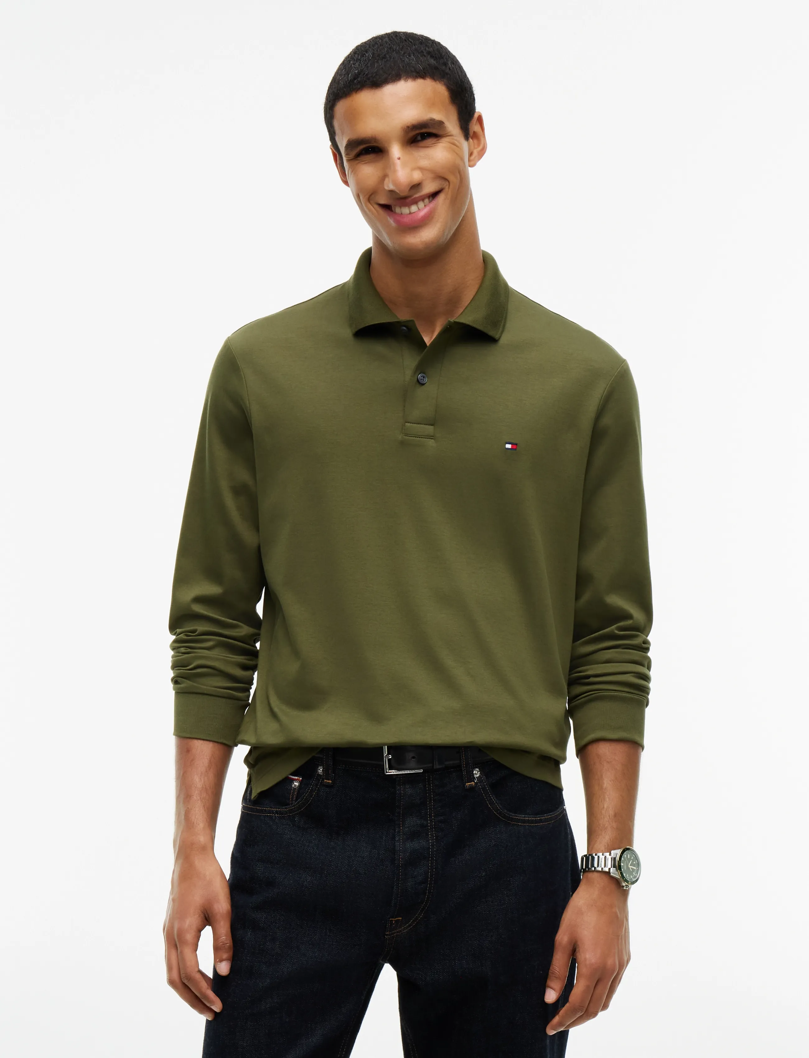 Tommy Hilfiger L/S LIQUID COTTON REG POLO - Tøj - HUNTSMAN GREEN / green