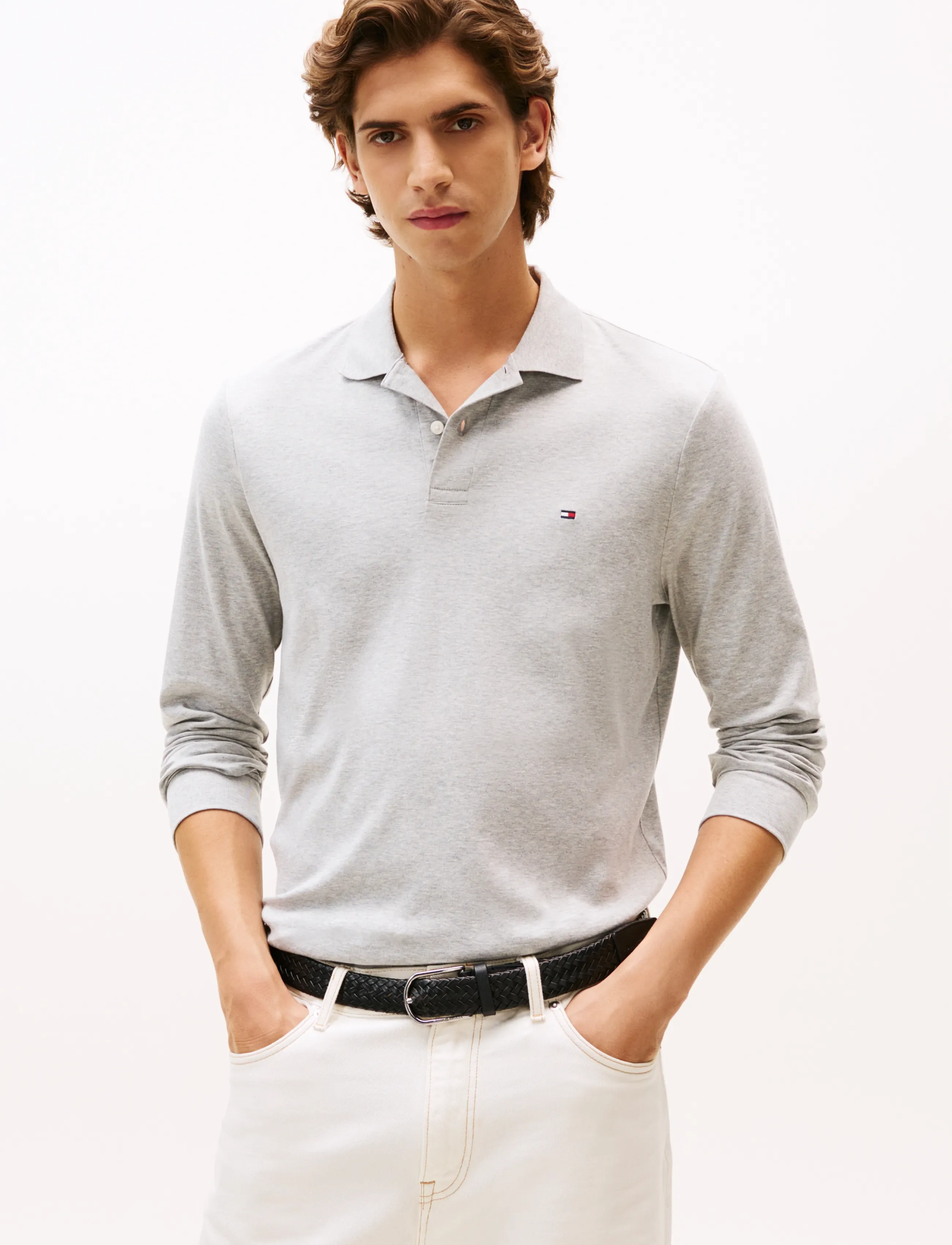Tommy Hilfiger - L/S LIQUID COTTON REG POLO - långärmade pikéer - light grey heather - 0