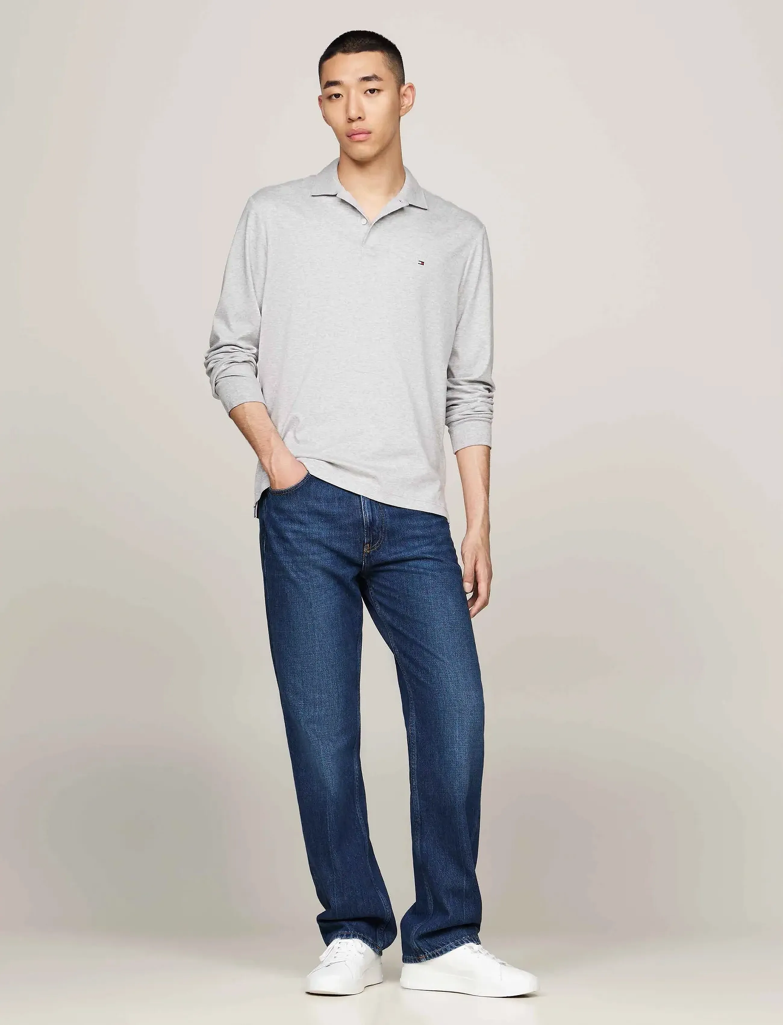 Tommy Hilfiger L/S LIQUID COTTON REG POLO - Tommy Hilfiger - LIGHT GREY HEATHER / grey