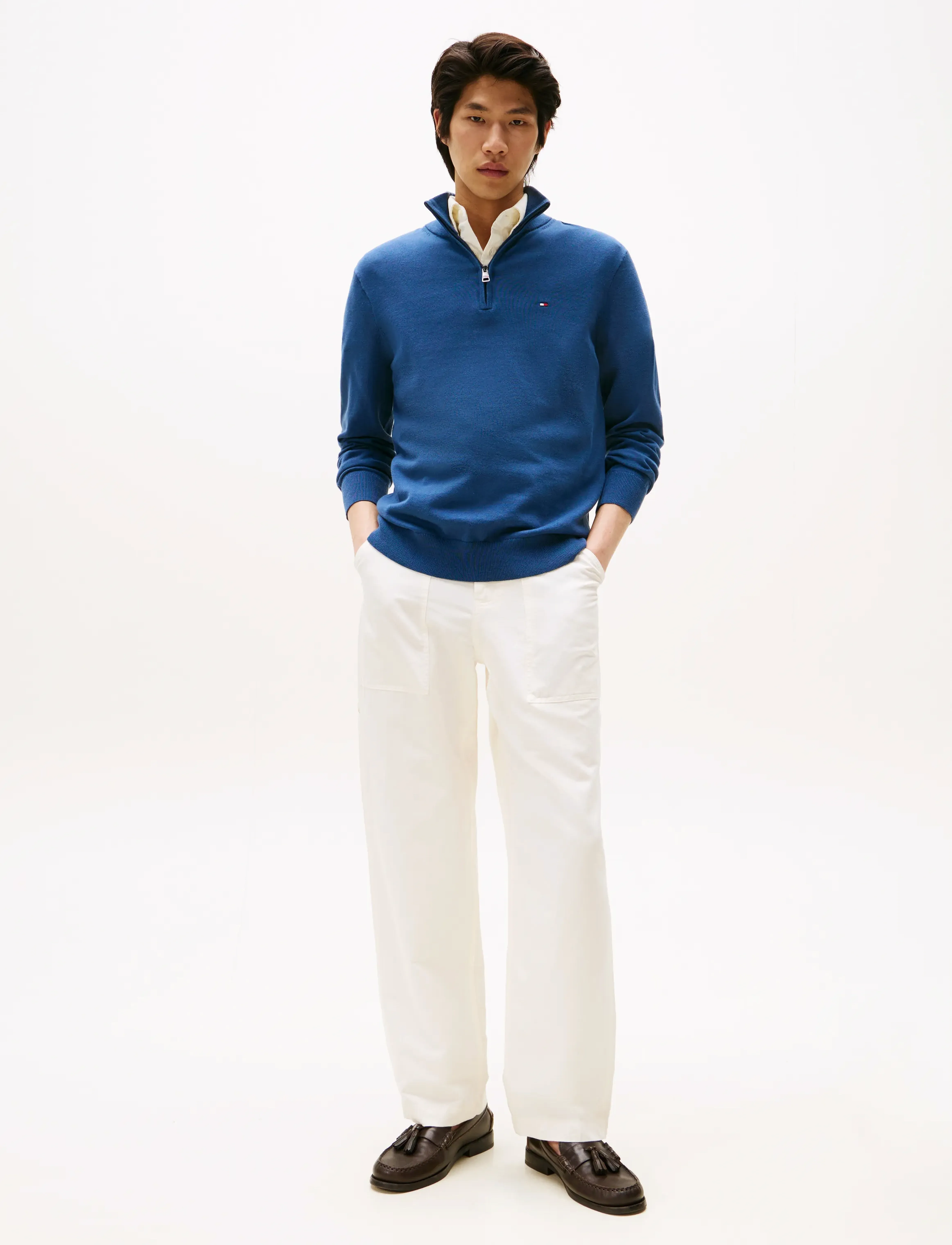 Tommy Hilfiger - ESSENTIAL COTTON ZIP MOCK - half zip jumpers - aegean sea - 2