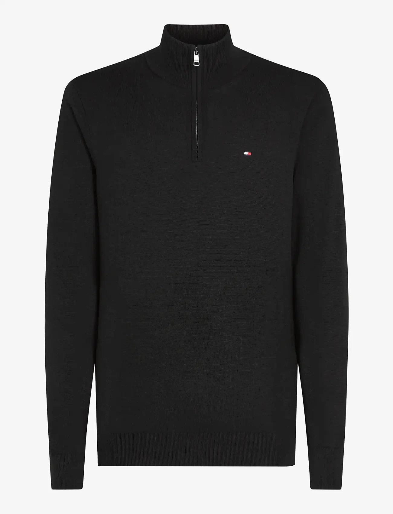 Tommy Hilfiger - ESSENTIAL COTTON ZIP MOCK - pullover mit halbem reißverschluss - black - 1