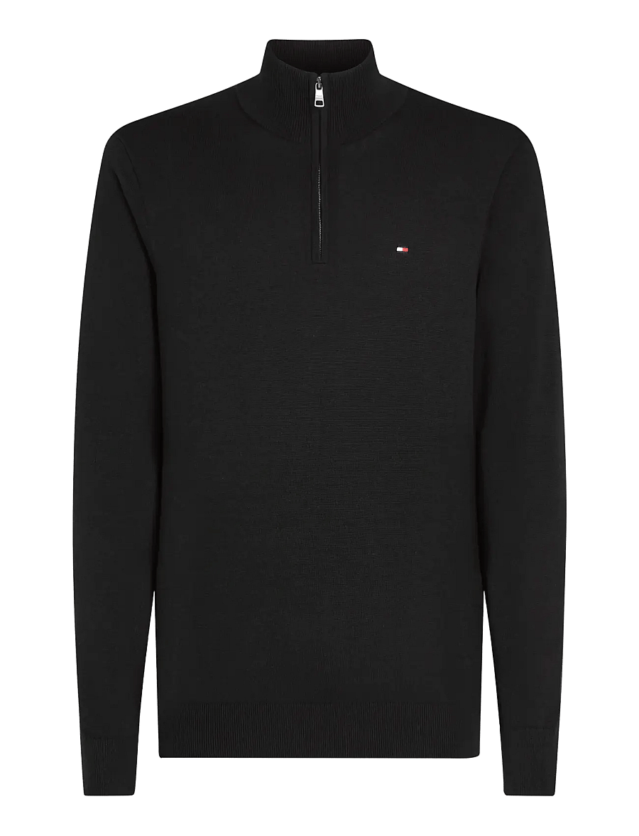 Tommy Hilfiger - ESSENTIAL COTTON ZIP MOCK - pullover mit halbem reißverschluss - black - 1