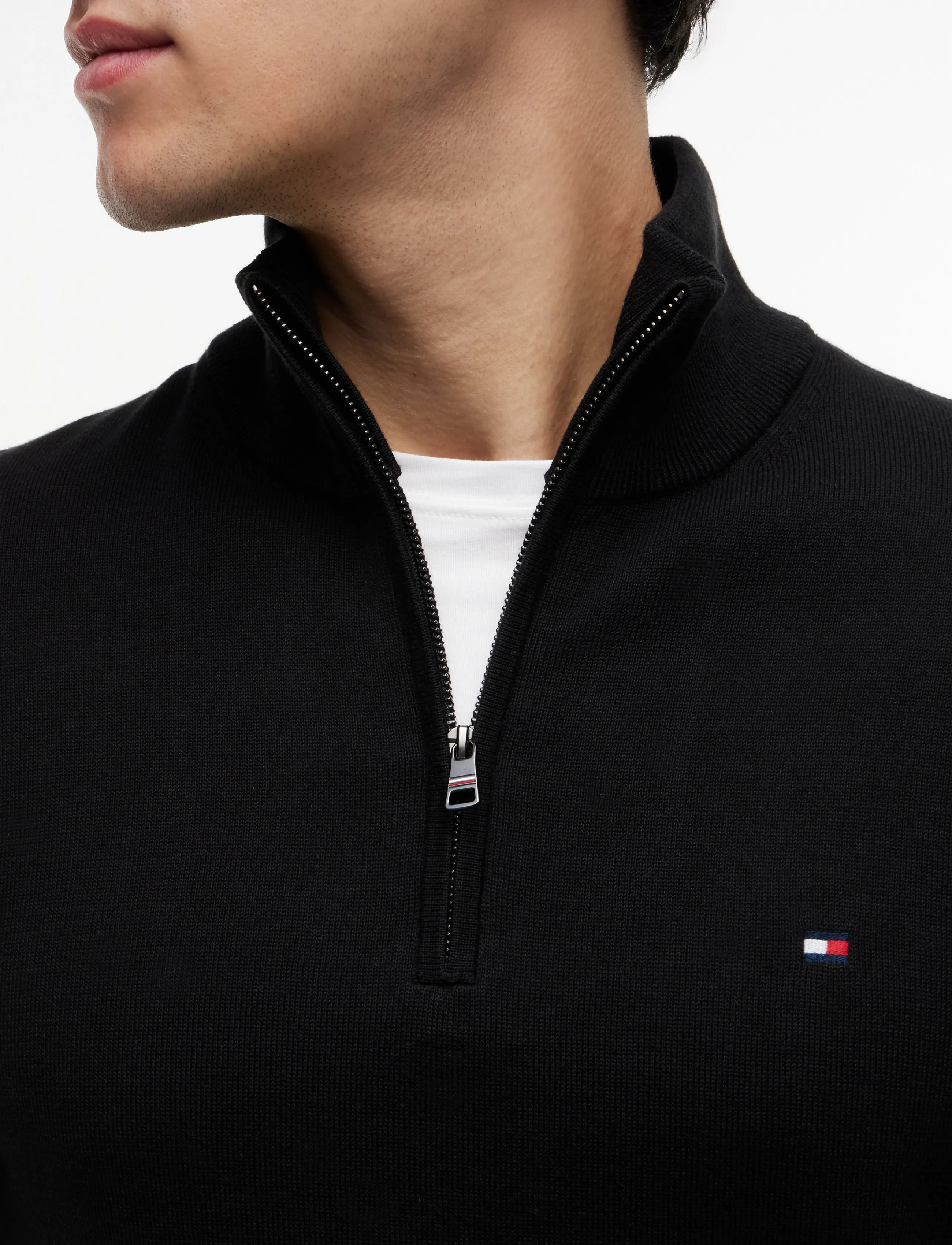 Tommy Hilfiger - ESSENTIAL COTTON ZIP MOCK - mænd - black - 4