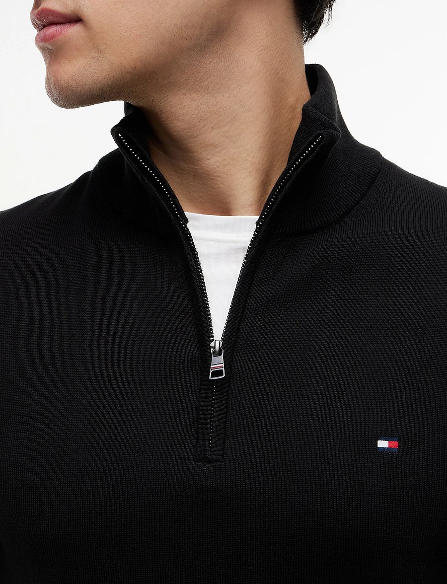 Tommy Hilfiger - ESSENTIAL COTTON ZIP MOCK - pullover mit halbem reißverschluss - black - 4