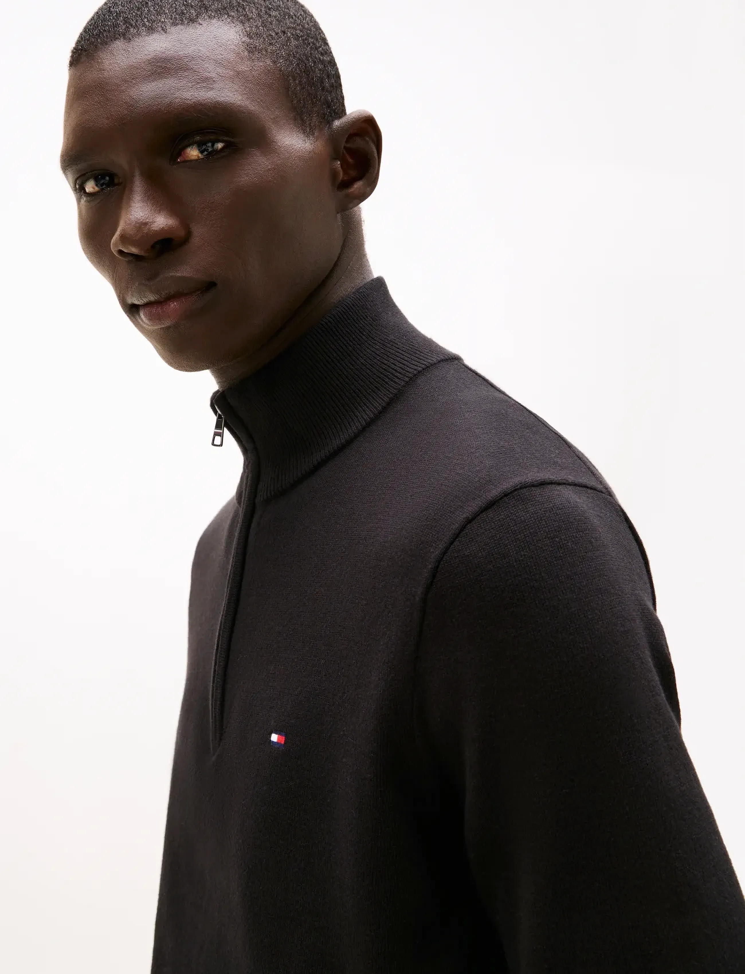 Tommy Hilfiger - ESSENTIAL COTTON ZIP MOCK - half zip jumpers - black - 4