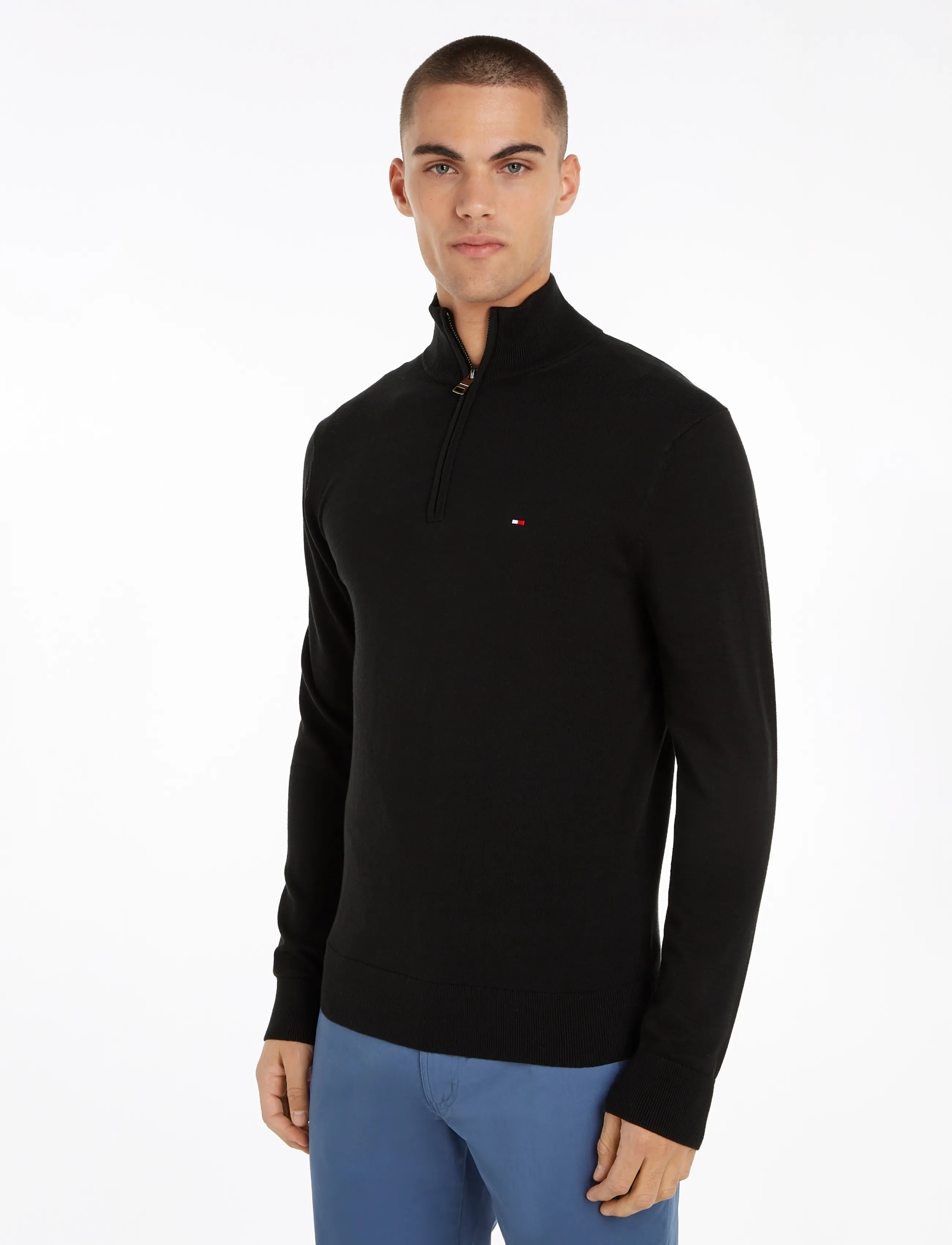 Tommy Hilfiger - ESSENTIAL COTTON ZIP MOCK - half zip-tröjor - black - 5