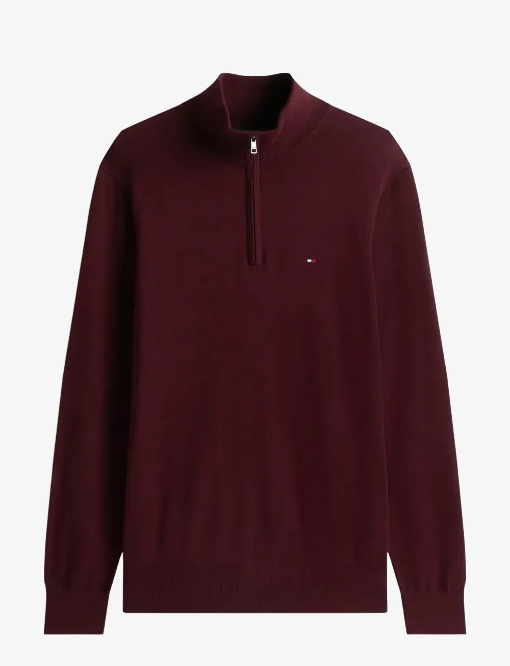 Tommy Hilfiger - ESSENTIAL COTTON ZIP MOCK - pullover mit halbem reißverschluss - deep burgundy - 1