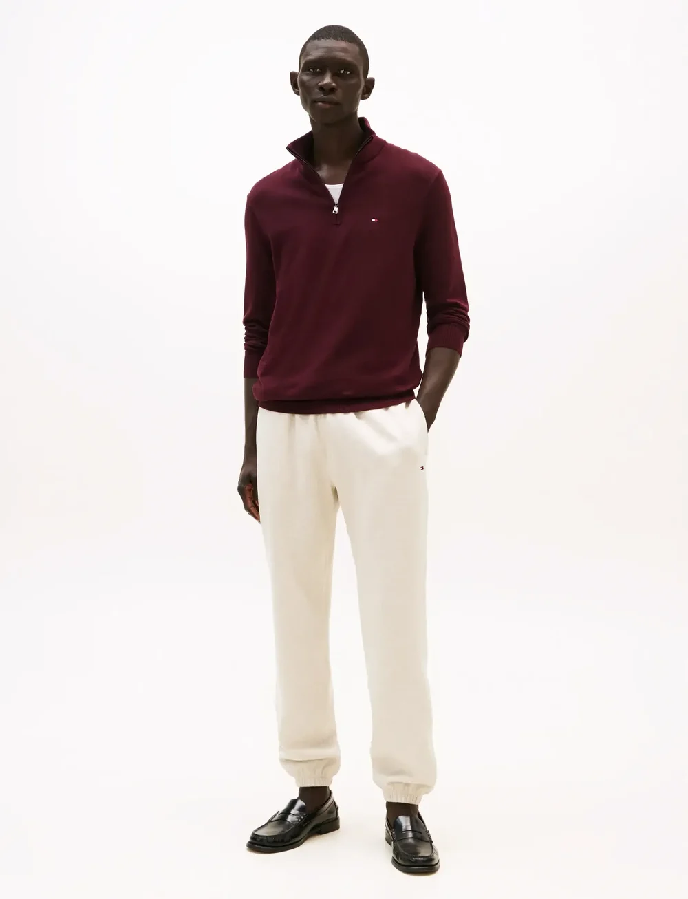 Tommy Hilfiger - ESSENTIAL COTTON ZIP MOCK - pullover mit halbem reißverschluss - deep burgundy - 2