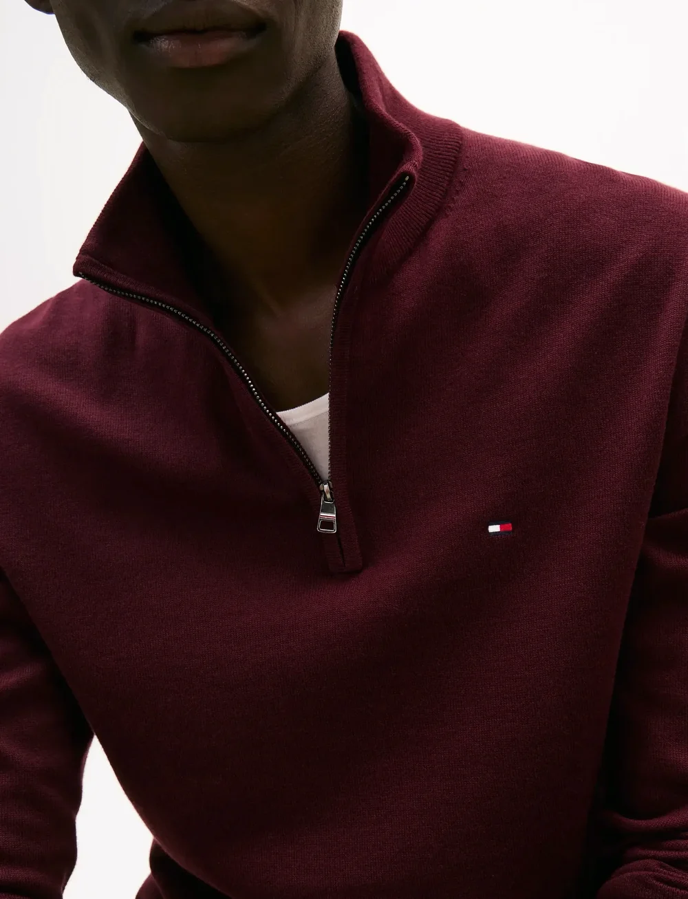 Tommy Hilfiger - ESSENTIAL COTTON ZIP MOCK - pullover mit halbem reißverschluss - deep burgundy - 4